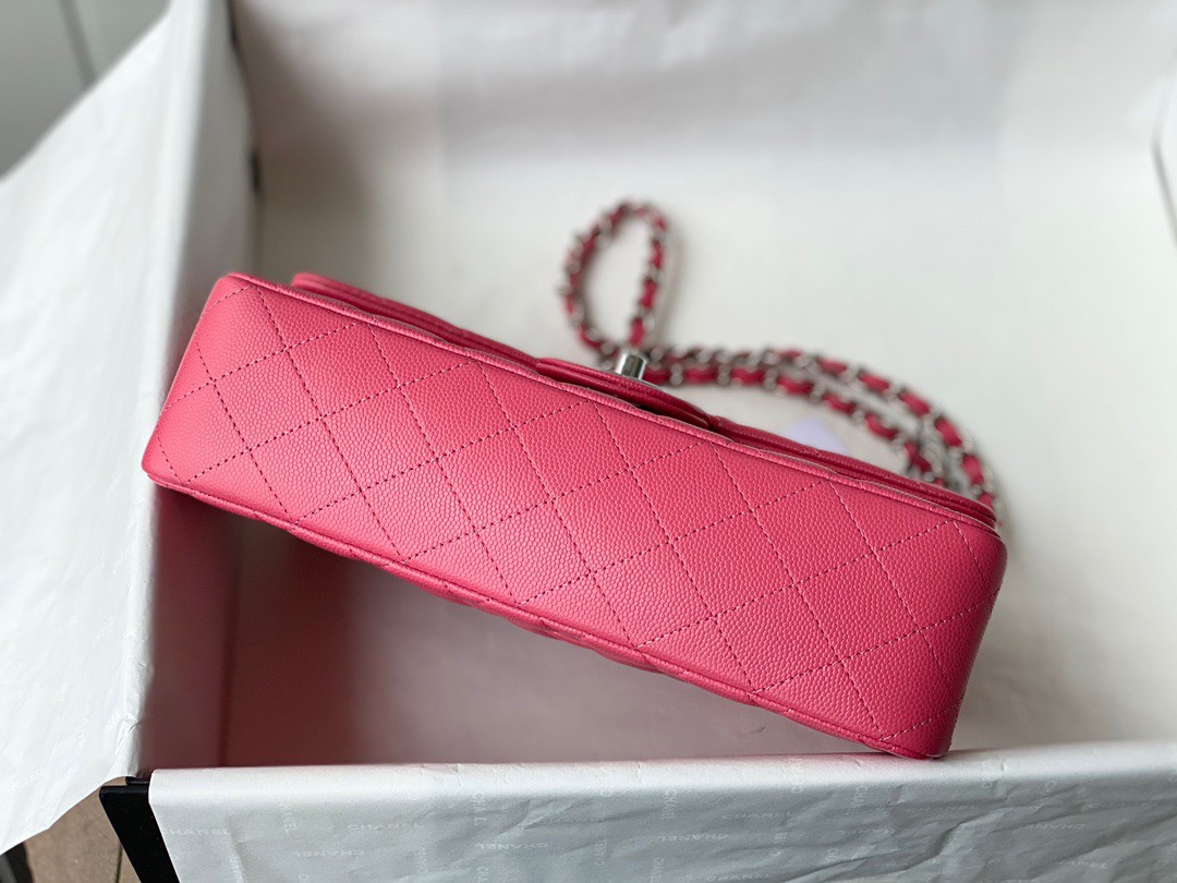 Bagsaaa Ch**el Classic Flap Caviar Bag Pink Silver Hardware 25cm