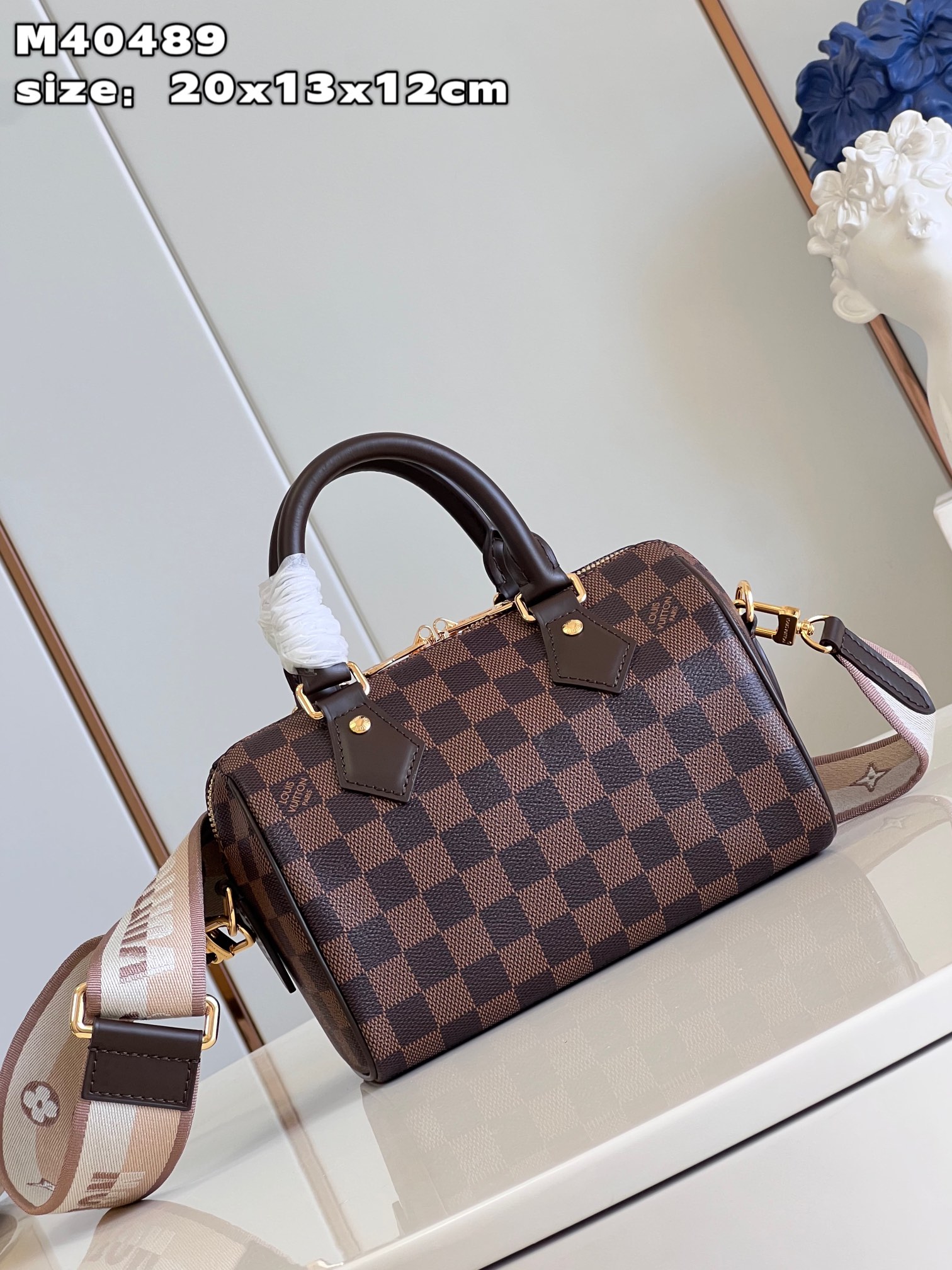 Bagsaaa L0vis Vvtt0n N40489 Speedy Bandoulière 20 Damier Ebene - 20 x 13.5 x 12 cm