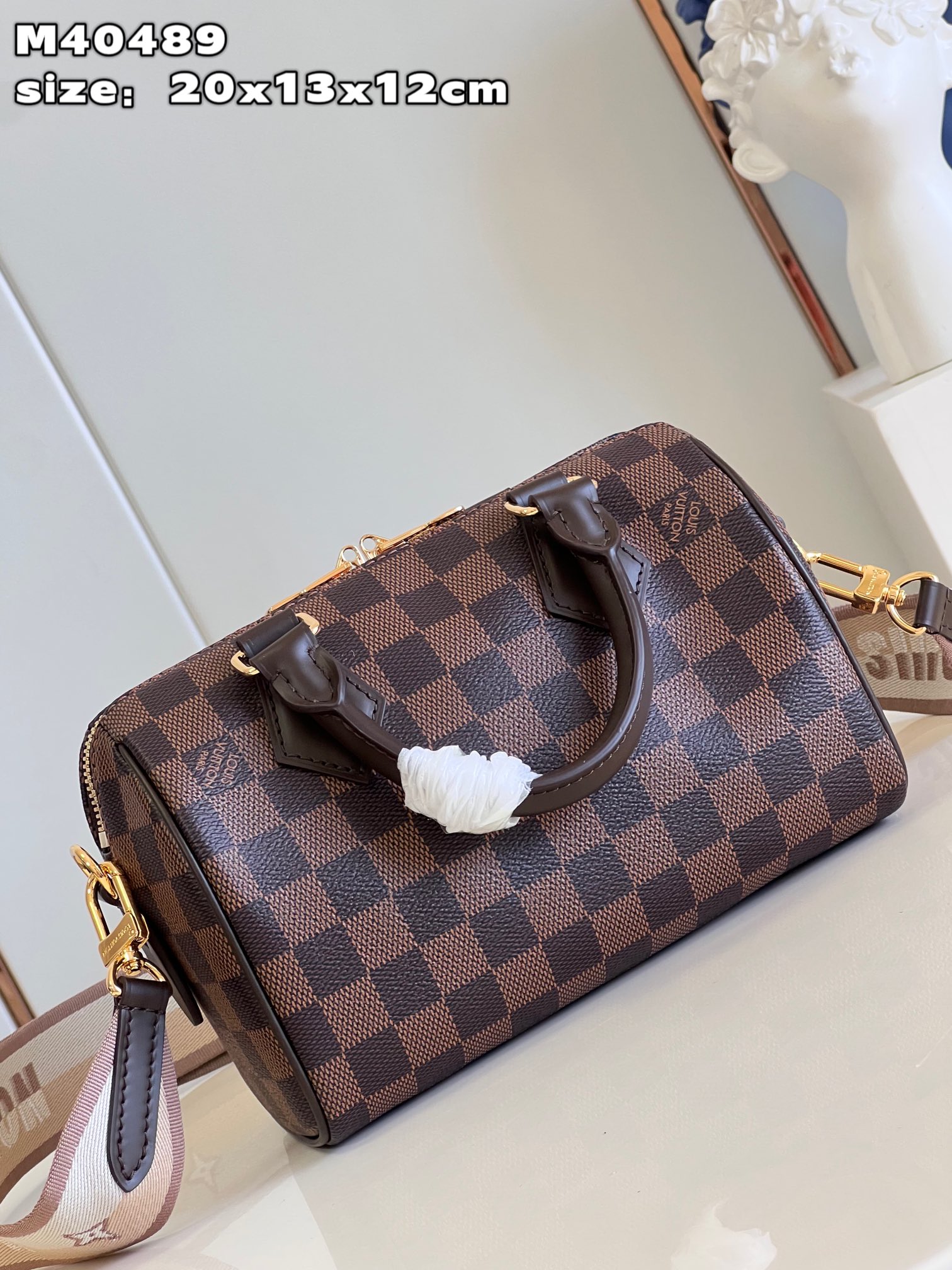 Bagsaaa L0vis Vvtt0n N40489 Speedy Bandoulière 20 Damier Ebene - 20 x 13.5 x 12 cm