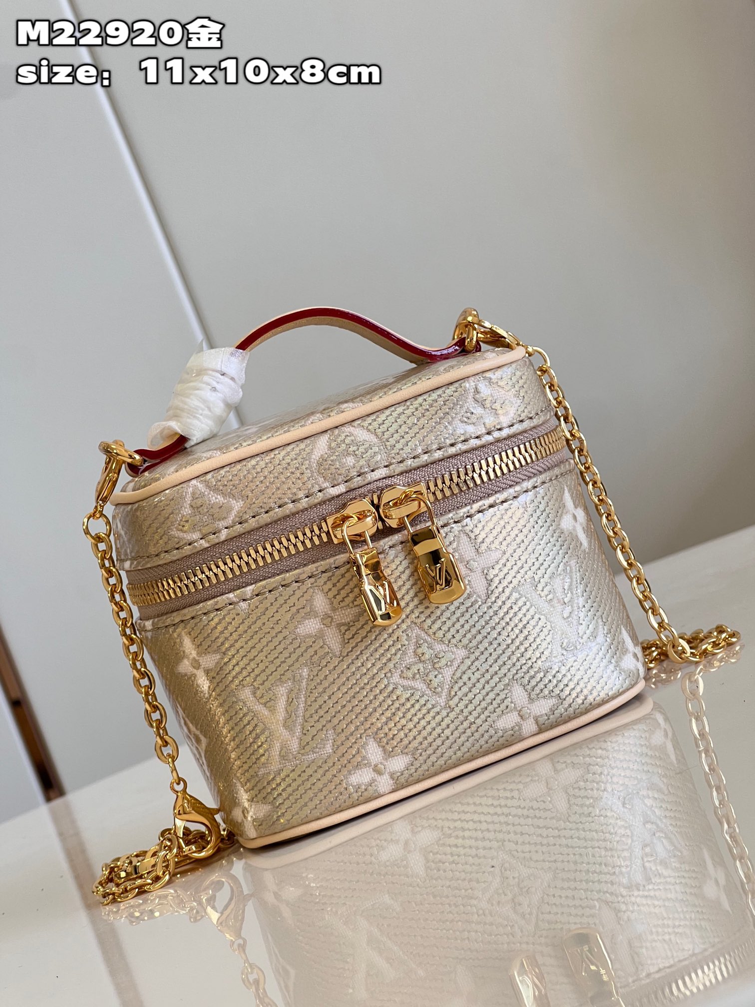 Bagsaaa L0vis Vvtt0n Micro Vanity Gold - 11x10x8cm
