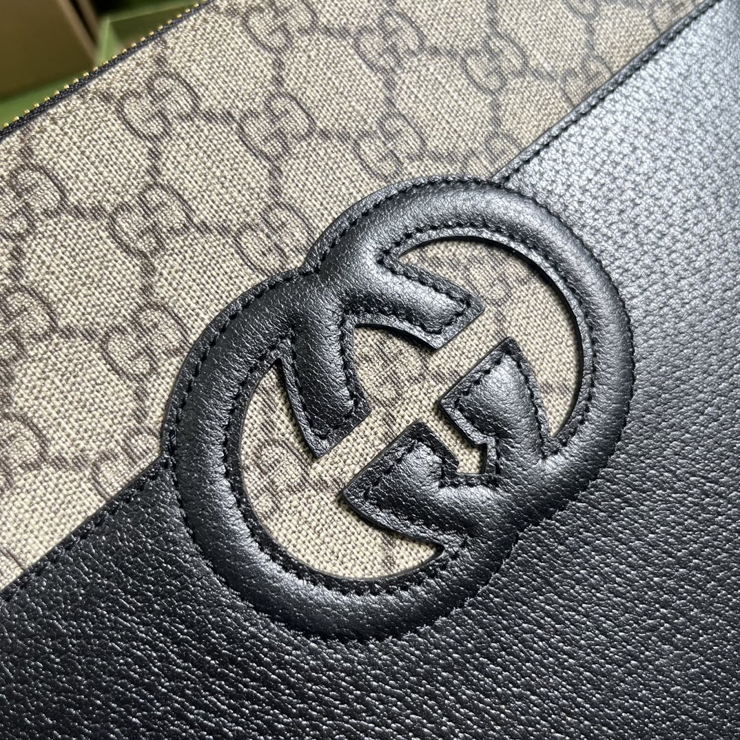 Bagsaaa Gvc*1 Incrocio GG Clutch Pouch Black and Beige - 30.5x21x1.5cm