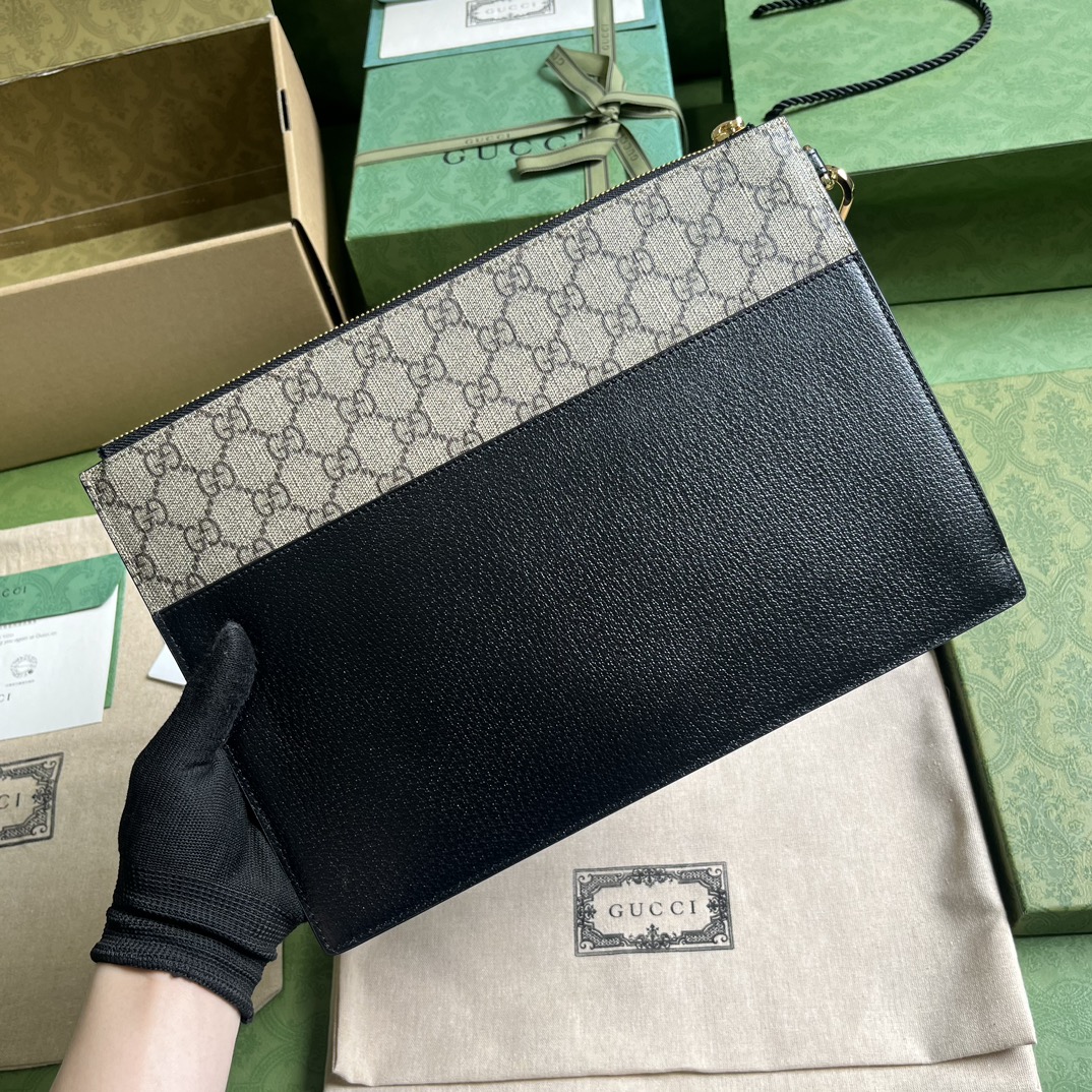 Bagsaaa Gvc*1 Incrocio GG Clutch Pouch Black and Beige - 30.5x21x1.5cm