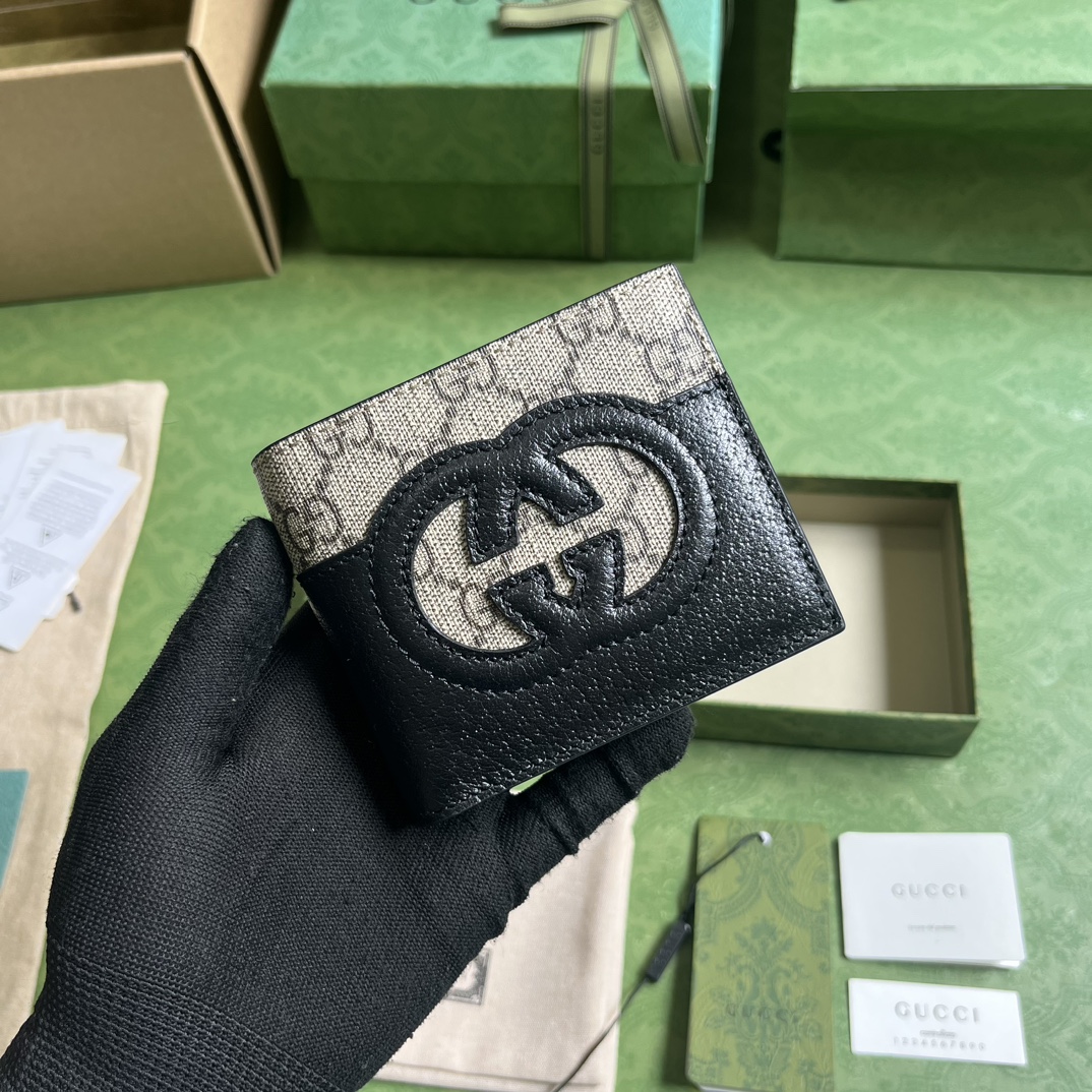 Bagsaaa Gvc*1 Incrocio GG Wallet Beige and Black - 11x9cm