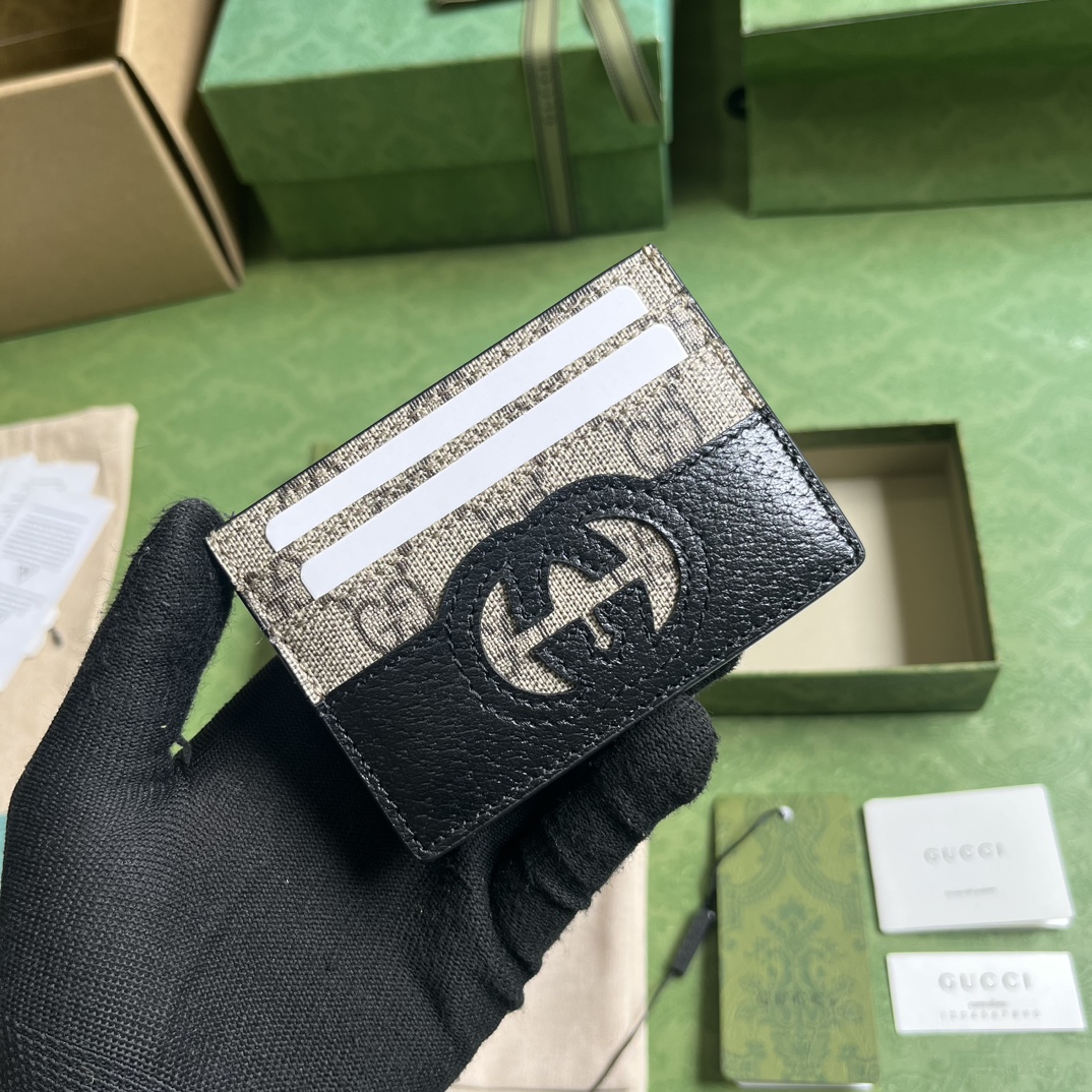 Bagsaaa Gvc*1 Incrocio GG Card Holder Beige and Black - 11x9cm