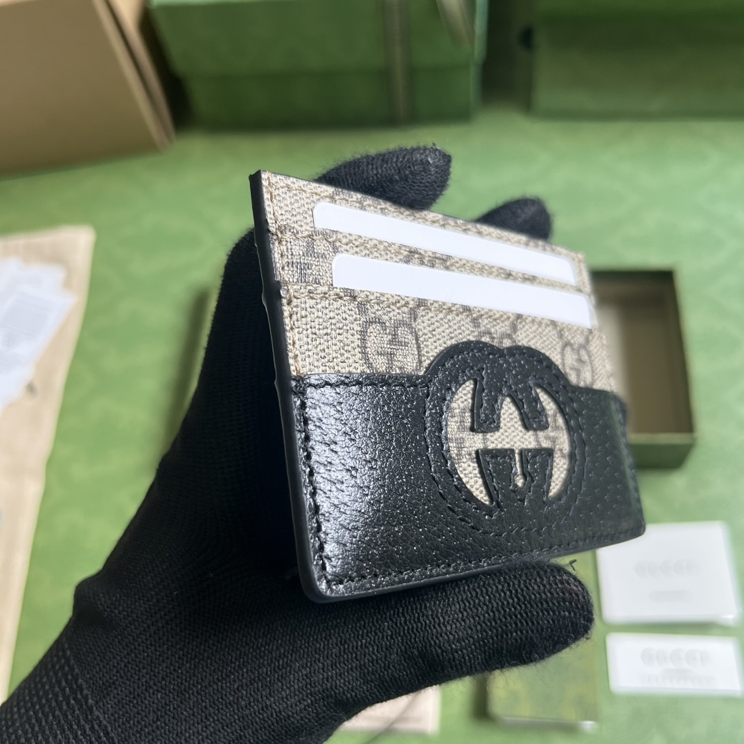 Bagsaaa Gvc*1 Incrocio GG Card Holder Beige and Black - 11x9cm
