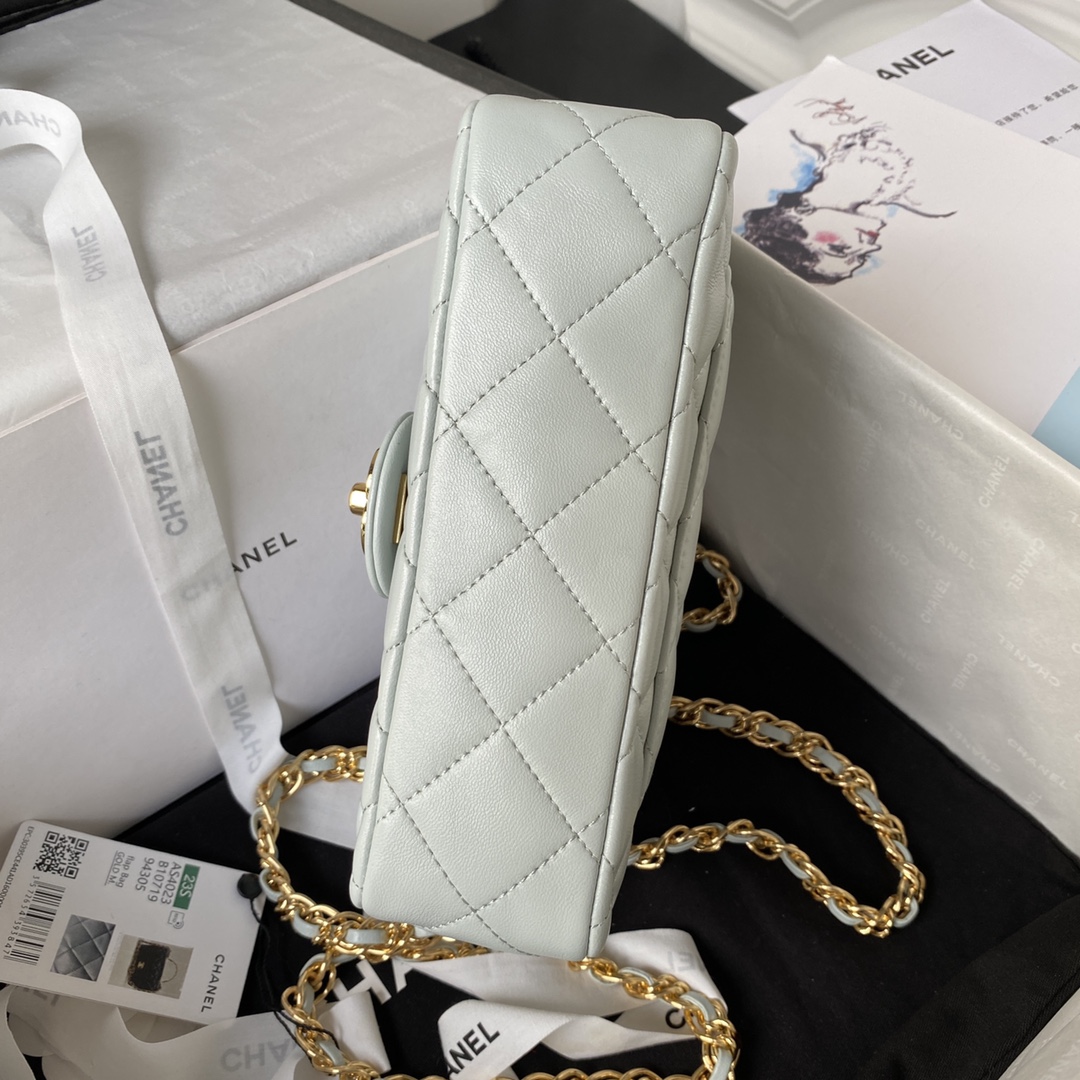 Bagsaaa Ch**el Flap Bag Gold Top Handle - 13X21X8cm