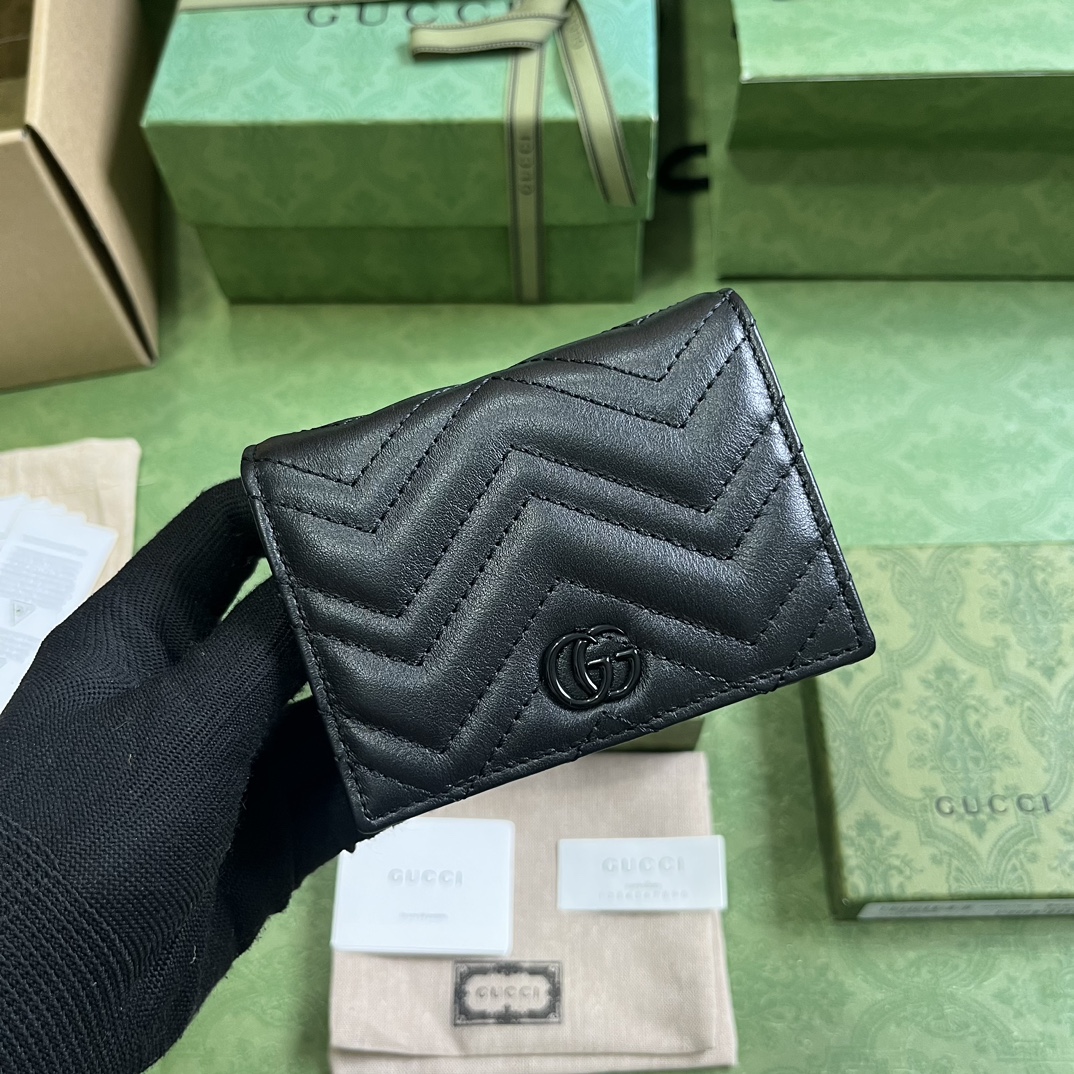 Bagsaaa Gvc*1 Marmont All Black Wallet - 11 x 8.5 x 3cm