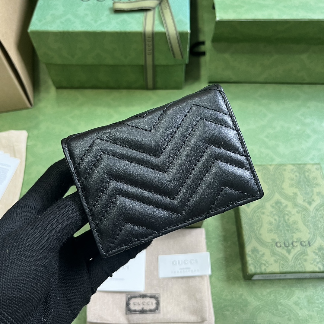 Bagsaaa Gvc*1 Marmont All Black Wallet - 11 x 8.5 x 3cm