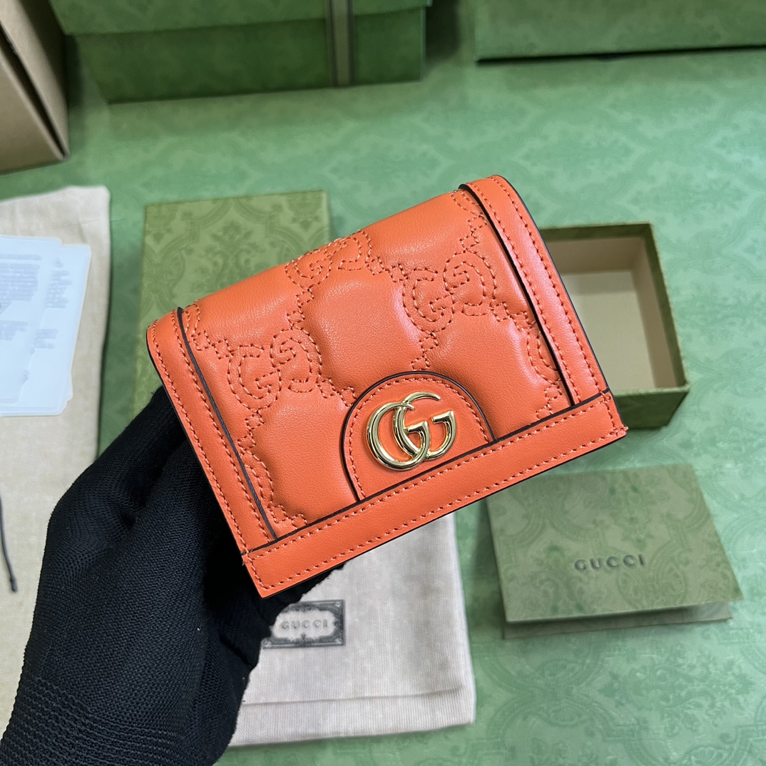 Bagsaaa Gvc*1 GG MATELASSÉ CARD CASE WALLET ORANGE - 11 x 8.5 x 3cm