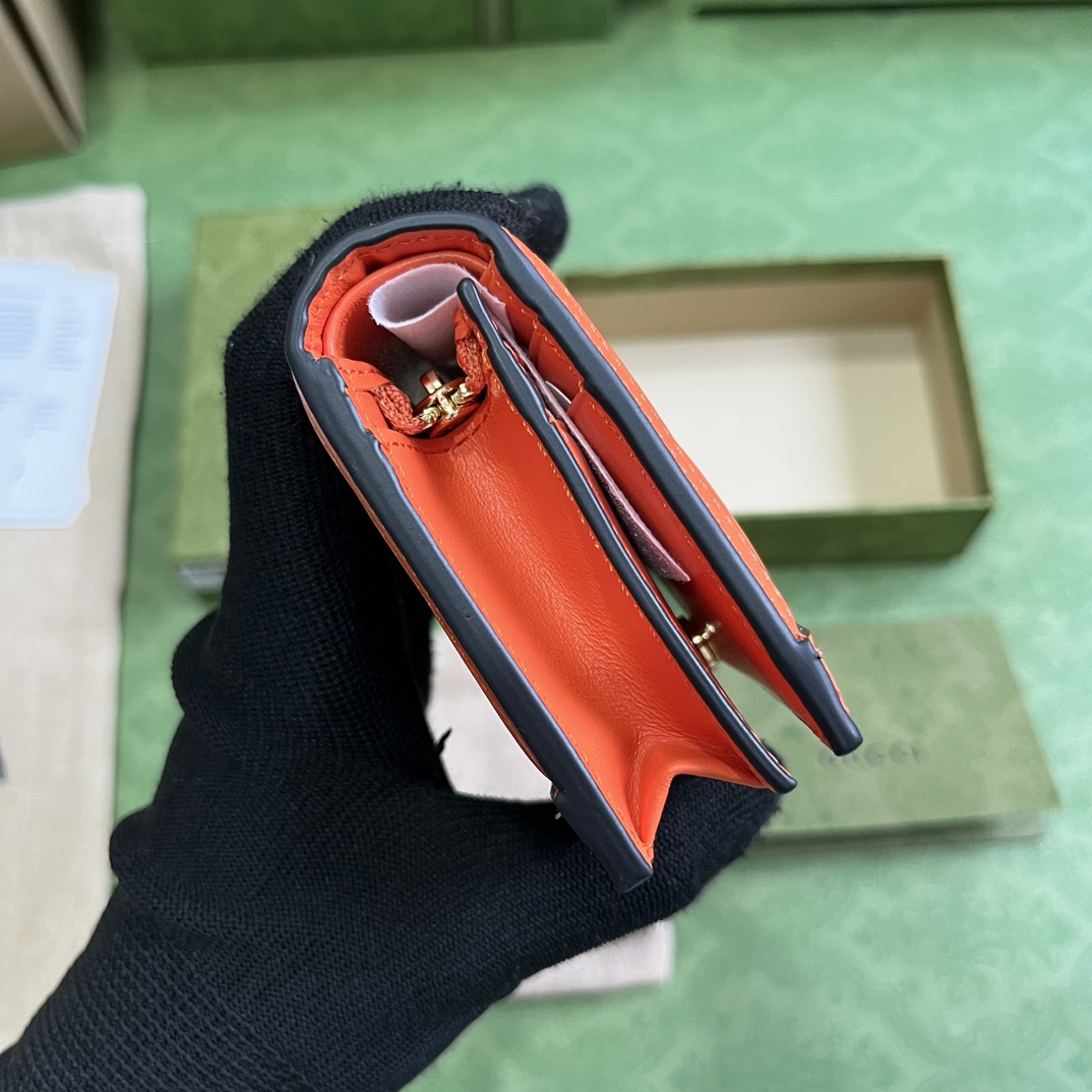 Bagsaaa Gvc*1 GG MATELASSÉ CARD CASE WALLET ORANGE - 11 x 8.5 x 3cm
