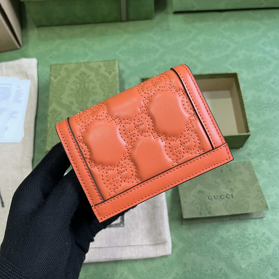 Bagsaaa Gvc*1 GG MATELASSÉ CARD CASE WALLET ORANGE - 11 x 8.5 x 3cm