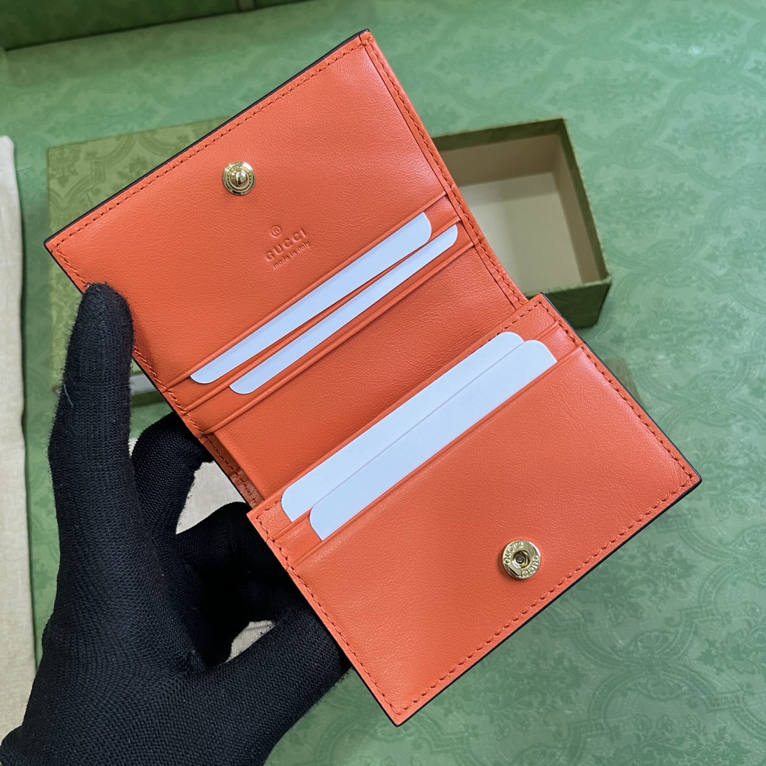 Bagsaaa Gvc*1 GG MATELASSÉ CARD CASE WALLET ORANGE - 11 x 8.5 x 3cm