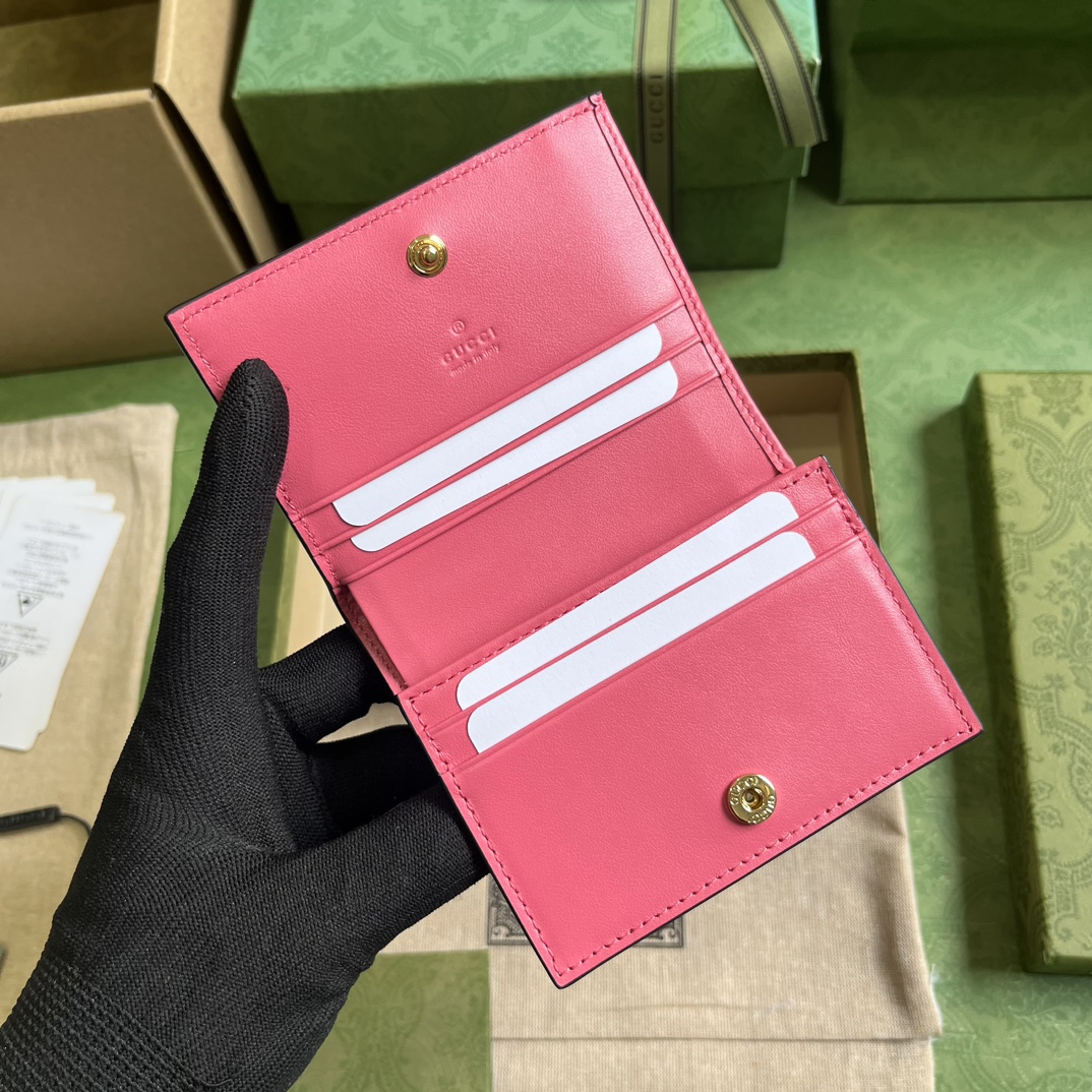 Bagsaaa Gvc*1 GG MATELASSÉ CARD CASE WALLET PINK - 11 x 8.5 x 3cm