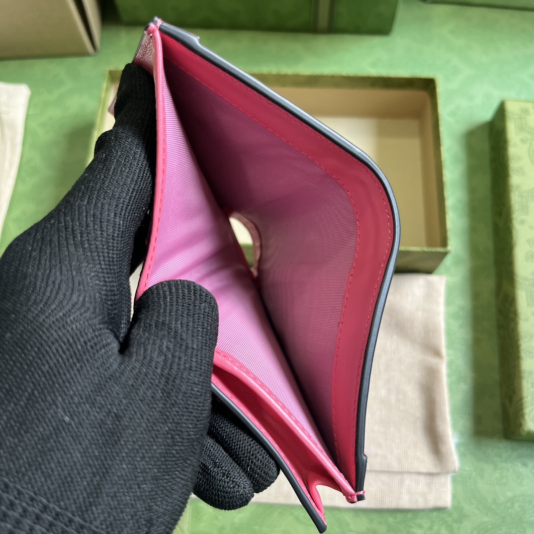 Bagsaaa Gvc*1 GG MATELASSÉ CARD CASE WALLET PINK - 11 x 8.5 x 3cm