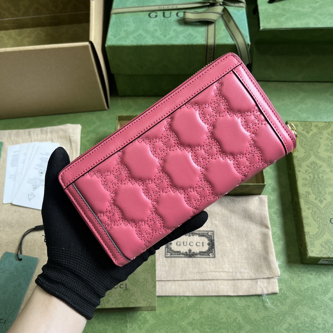 Bagsaaa Gvc*1 GG MATELASSÉZIP AROUND WALLET PINK - W19.5cm x H11cm x D3cm