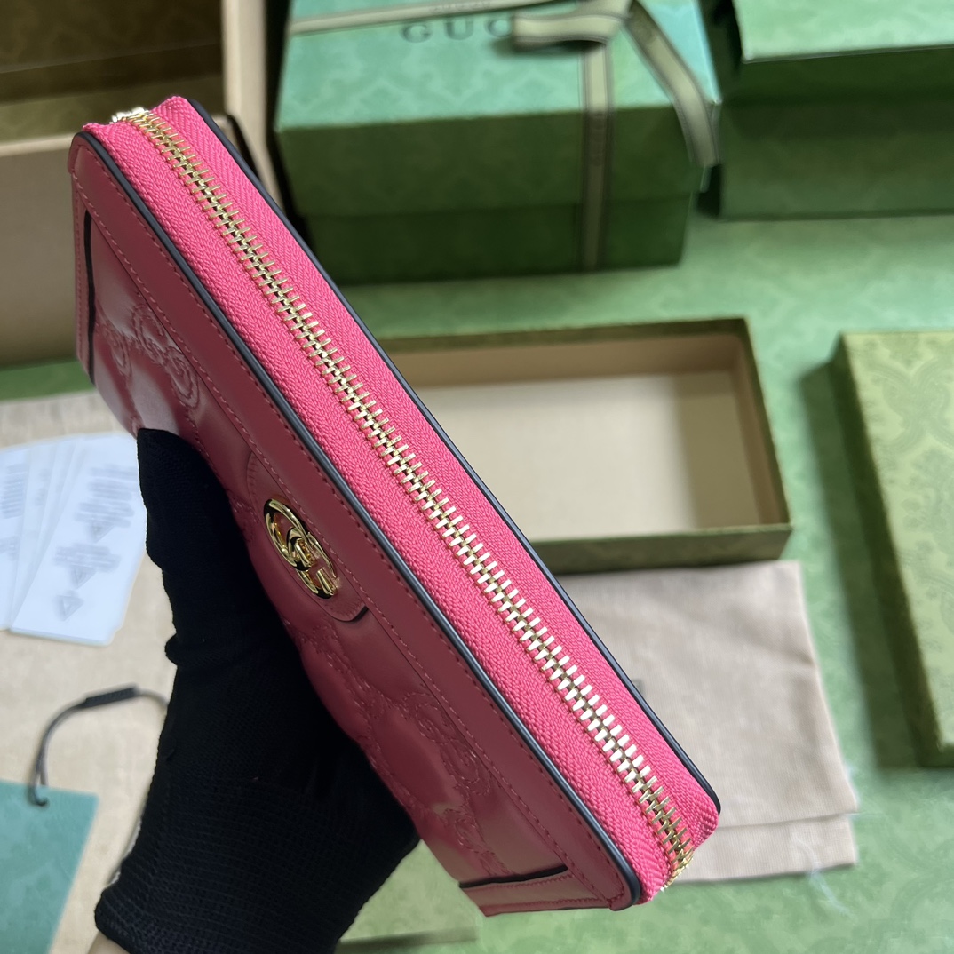 Bagsaaa Gvc*1 GG MATELASSÉZIP AROUND WALLET PINK - W19.5cm x H11cm x D3cm