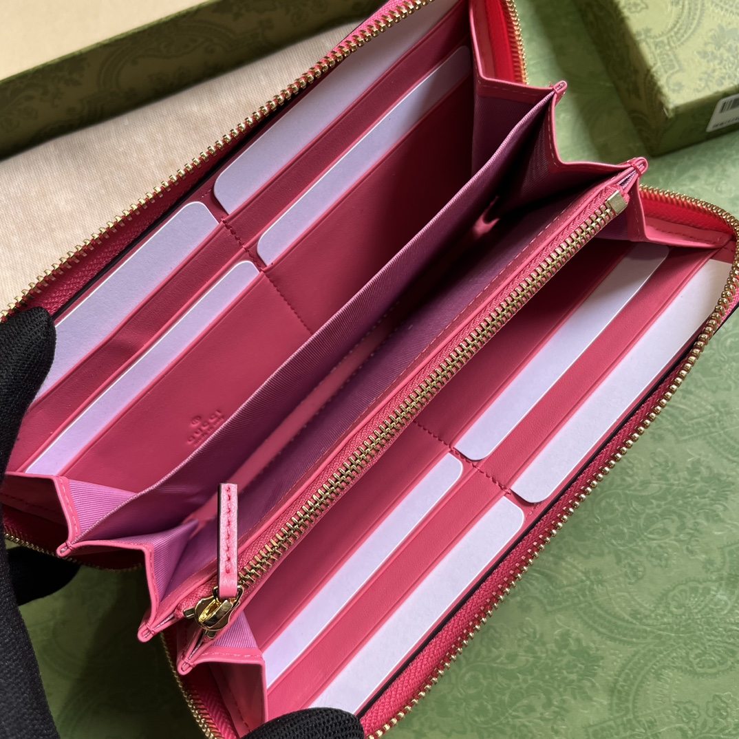 Bagsaaa Gvc*1 GG MATELASSÉZIP AROUND WALLET PINK - W19.5cm x H11cm x D3cm