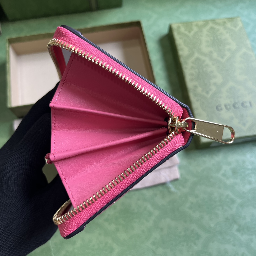 Bagsaaa Gvc*1 GG MATELASSÉZIP AROUND WALLET PINK - W19.5cm x H11cm x D3cm