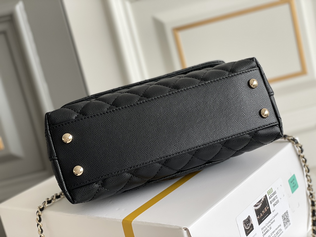 Bagsaaa Ch**el Coco Handle Black Bag - 24x14x10cm
