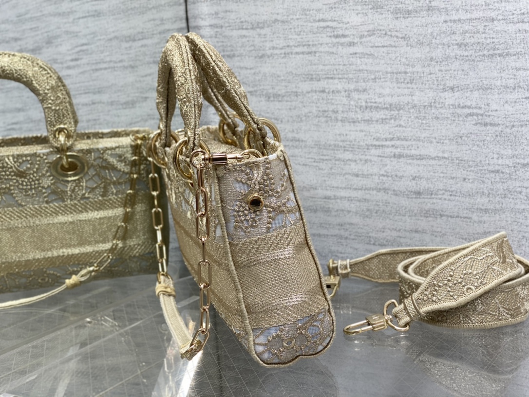 Bagsaaa D10r Lady D-Joy Gold D-Lace Embroidery with Macramé Effect - 26 *13.5 *5cm
