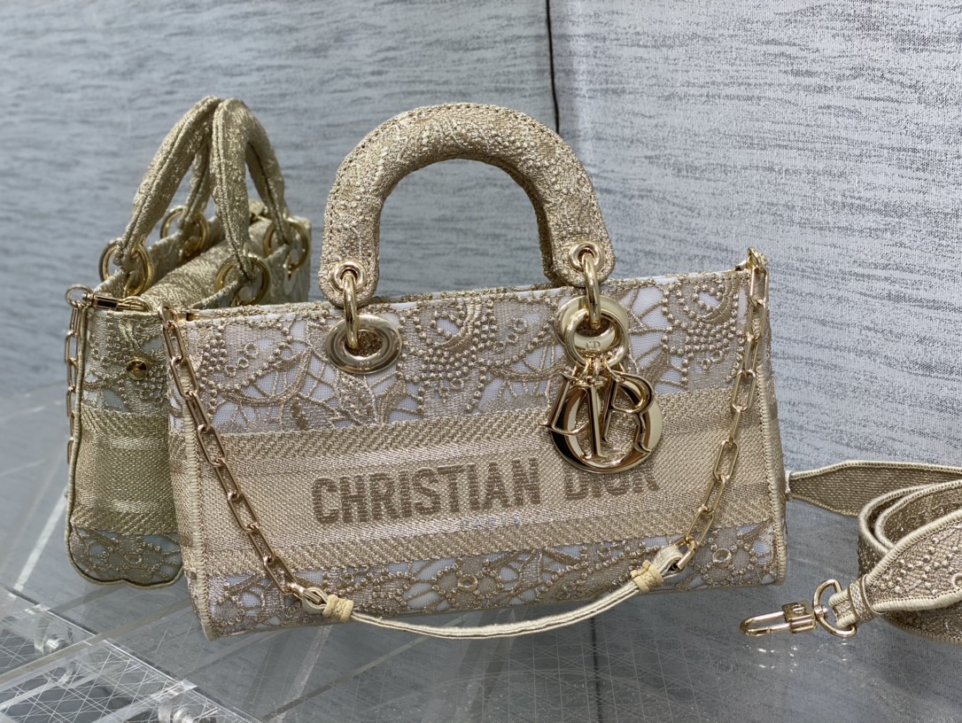Bagsaaa D10r Lady D-Joy Gold D-Lace Embroidery with Macramé Effect - 26 *13.5 *5cm