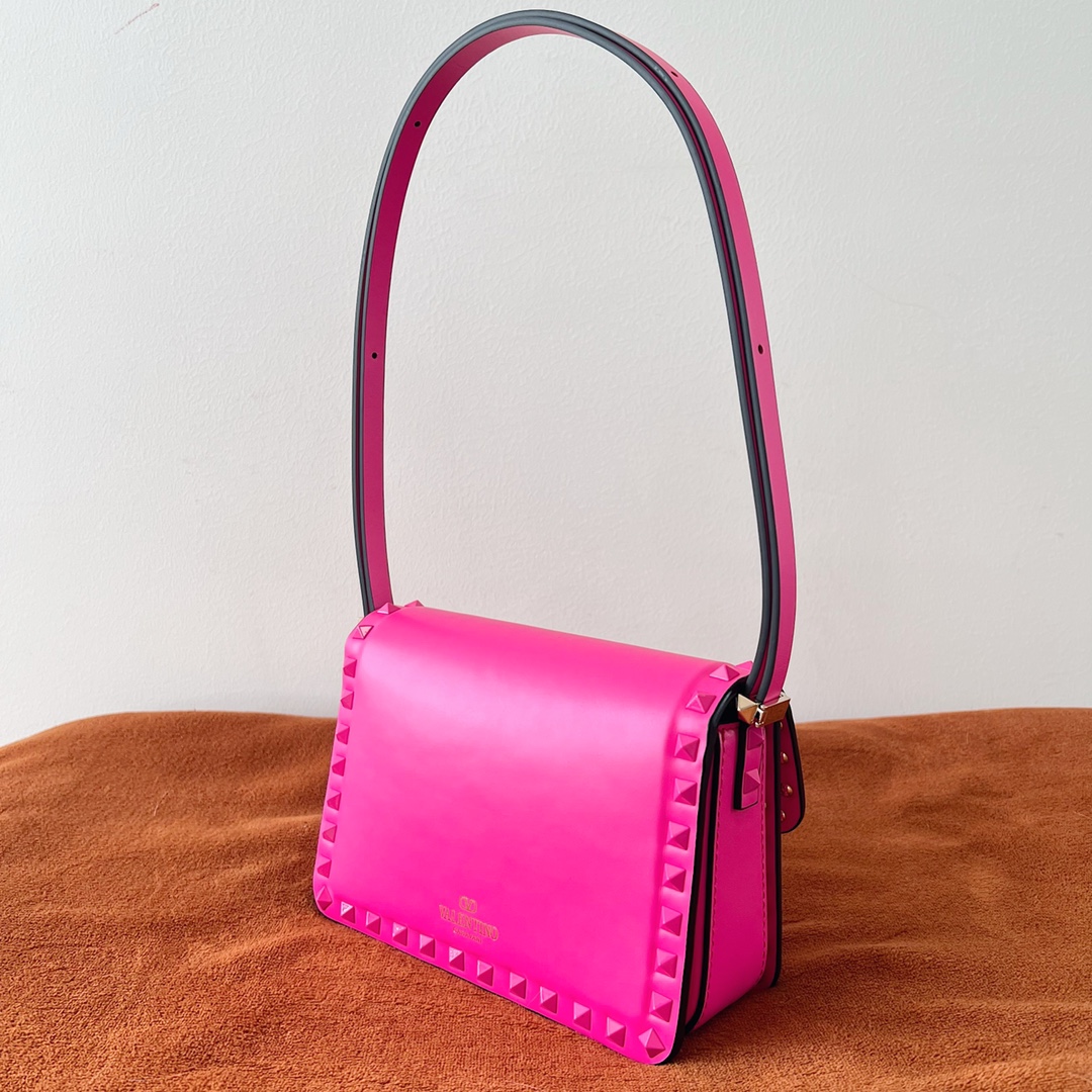 Bagsaaa Va1e*ntin0 Garavani Rockstud Shoulder Pink Bag - 18.5x12x8cm