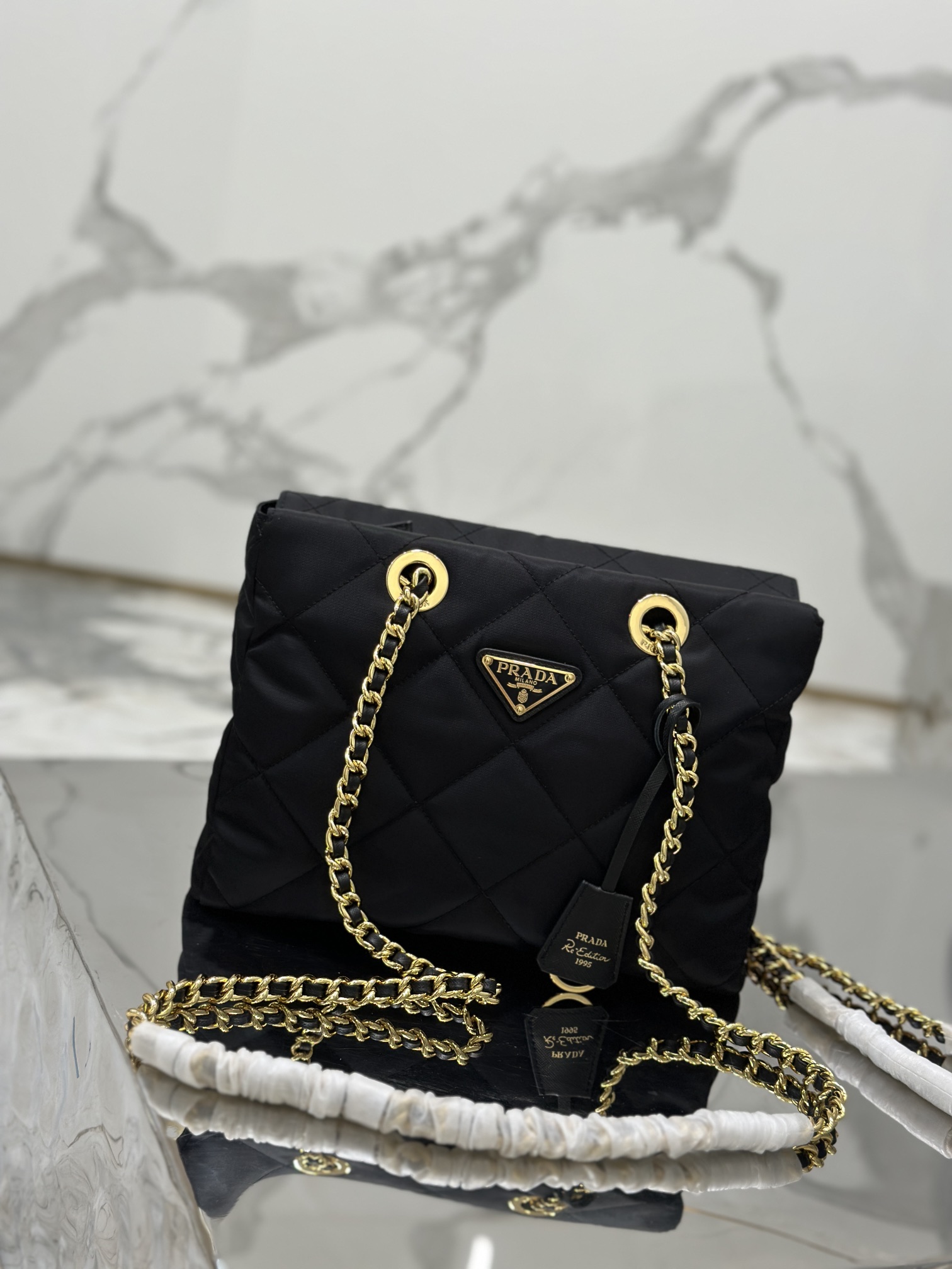 Bagsaaa Pra*a Re-Nylon tote black bag - 25x19x7cm