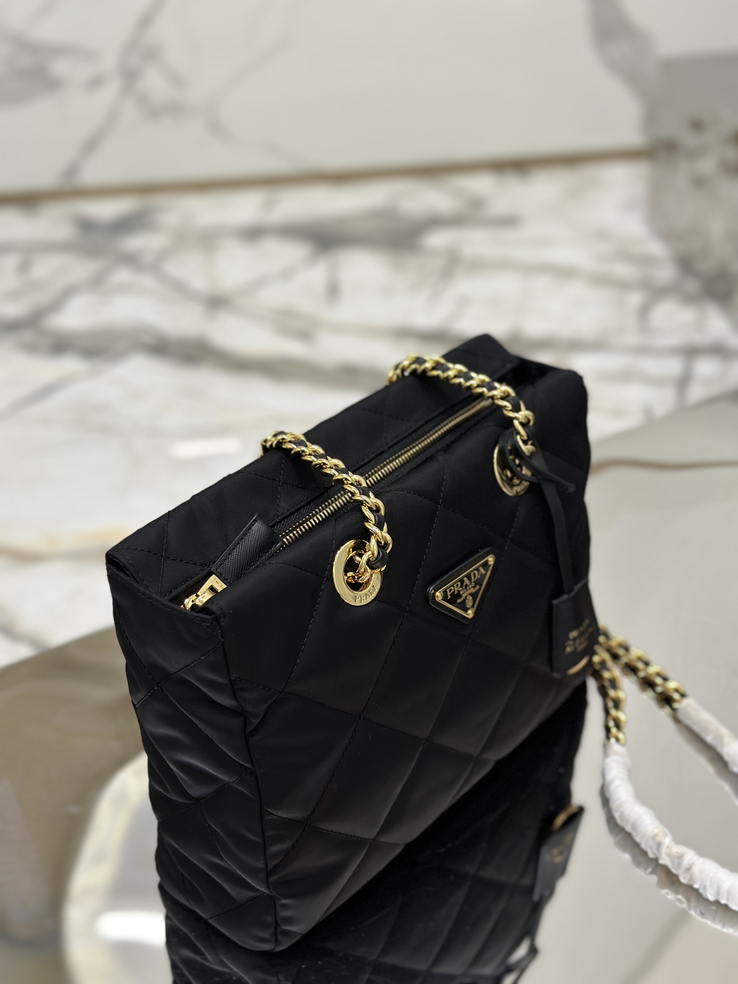 Bagsaaa Pra*a Re-Nylon tote black bag - 25x19x7cm