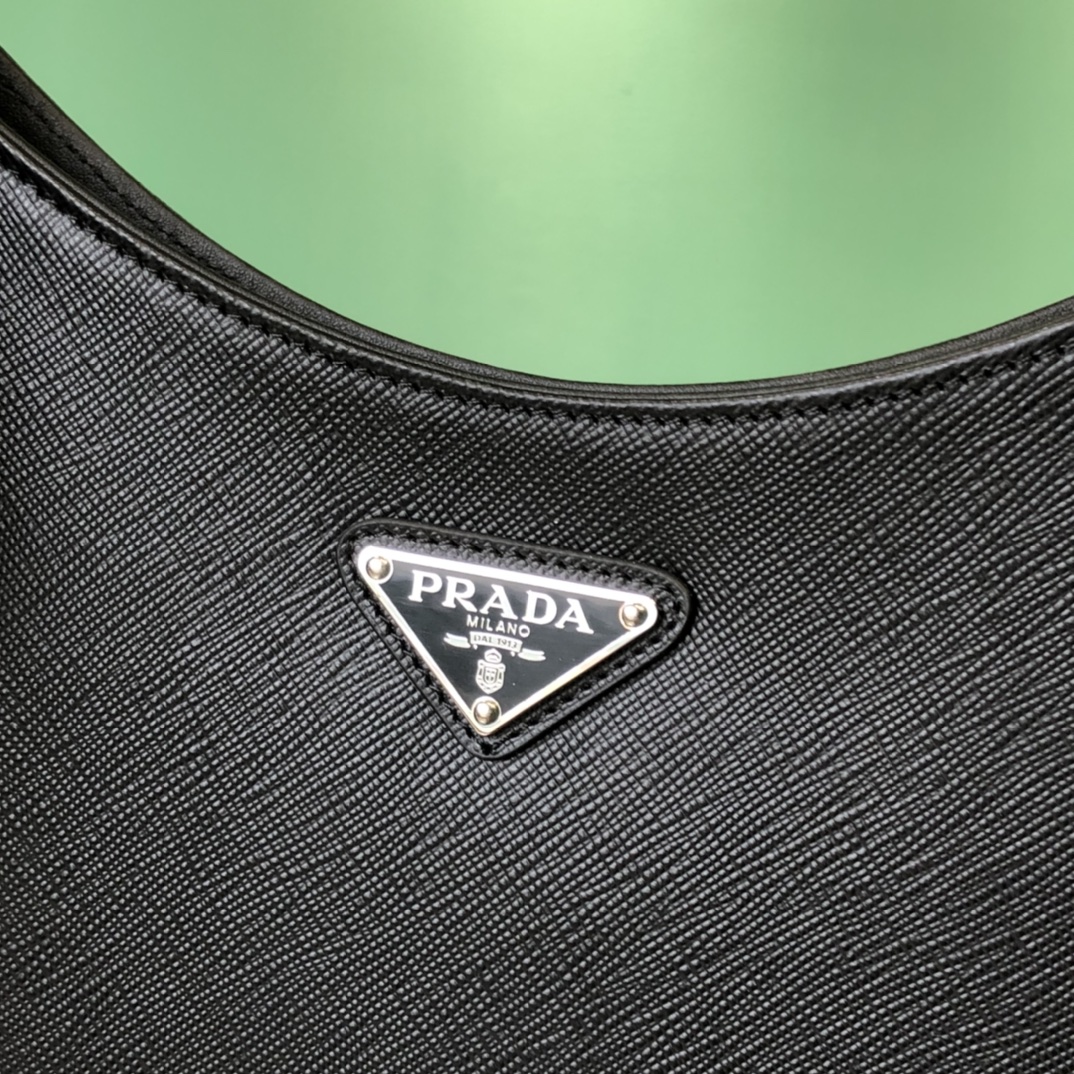 Bagsaaa Pra*a Hobo Saffiano Black Bag - 18.5x4x30cm
