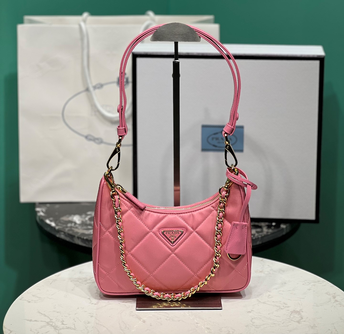 Bagsaaa Pra*a Re-Nylon mini-bag pink - 22x18x6cm
