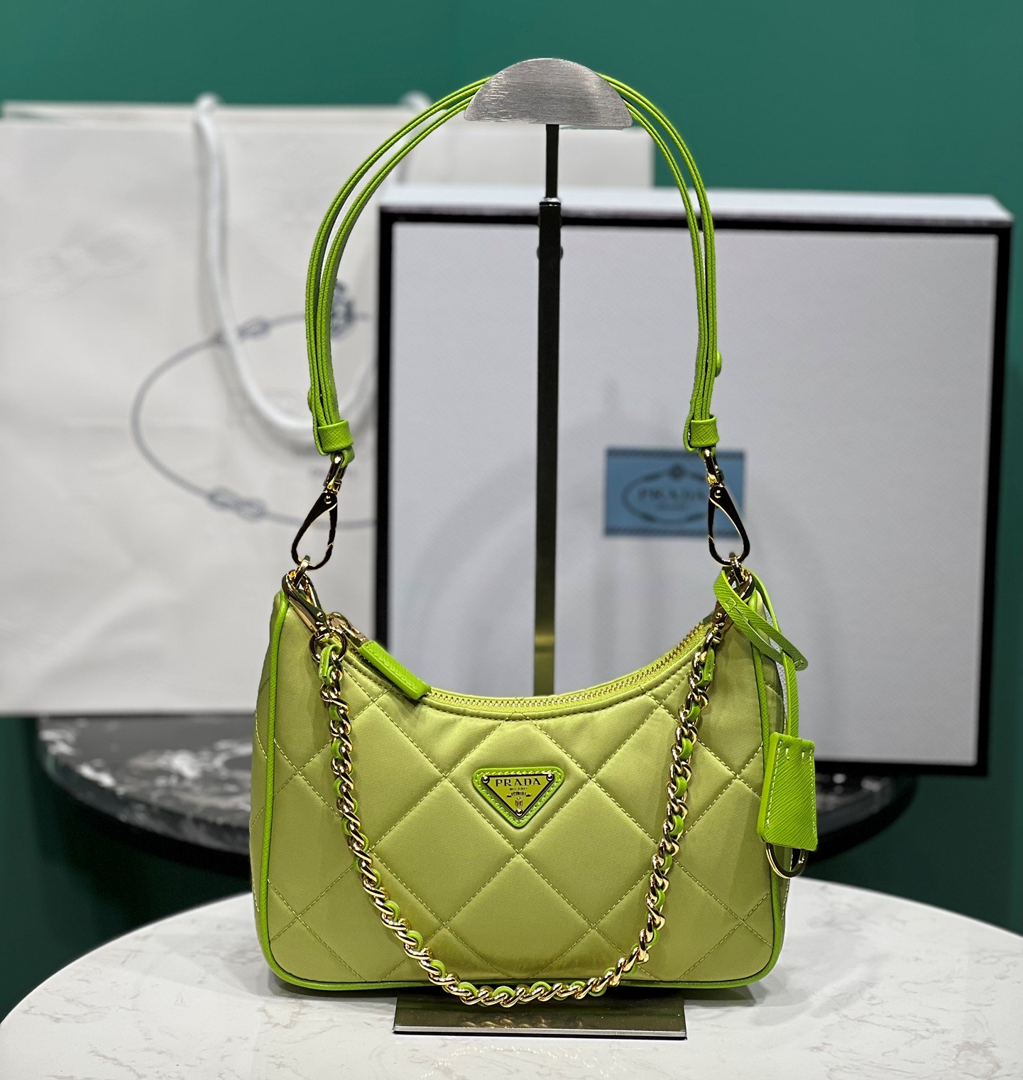 Bagsaaa Pra*a Re-Nylon mini-bag green - 22x18x6cm