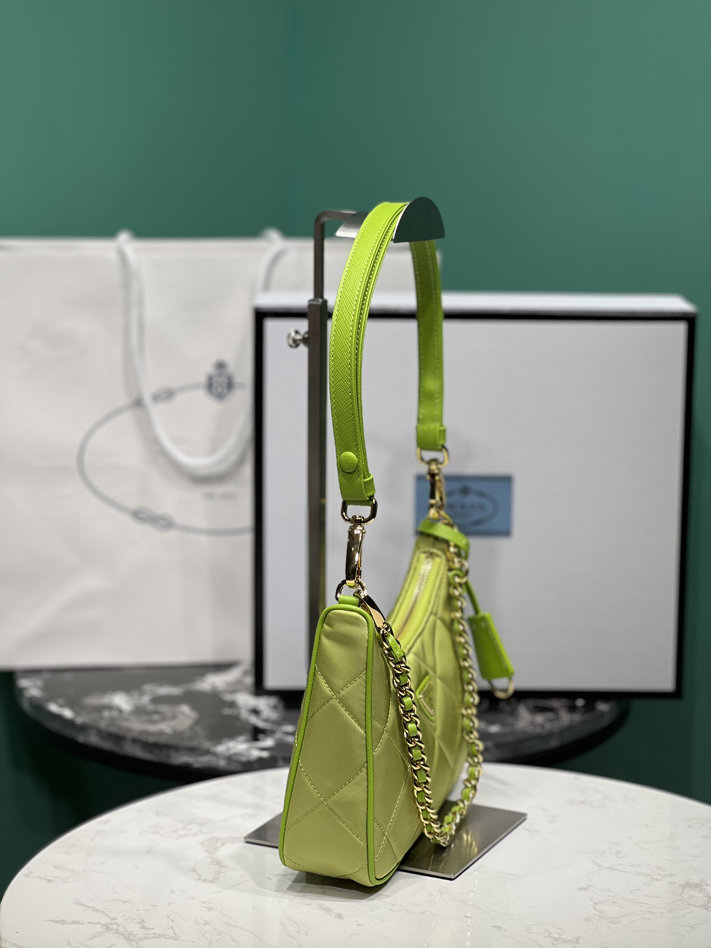 Bagsaaa Pra*a Re-Nylon mini-bag green - 22x18x6cm
