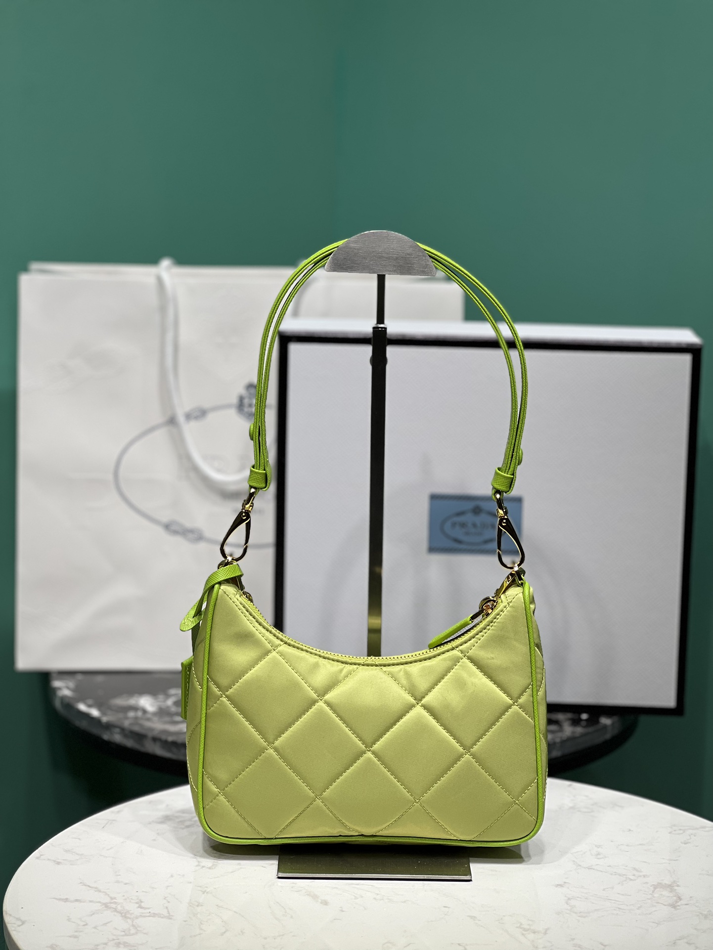 Bagsaaa Pra*a Re-Nylon mini-bag green - 22x18x6cm