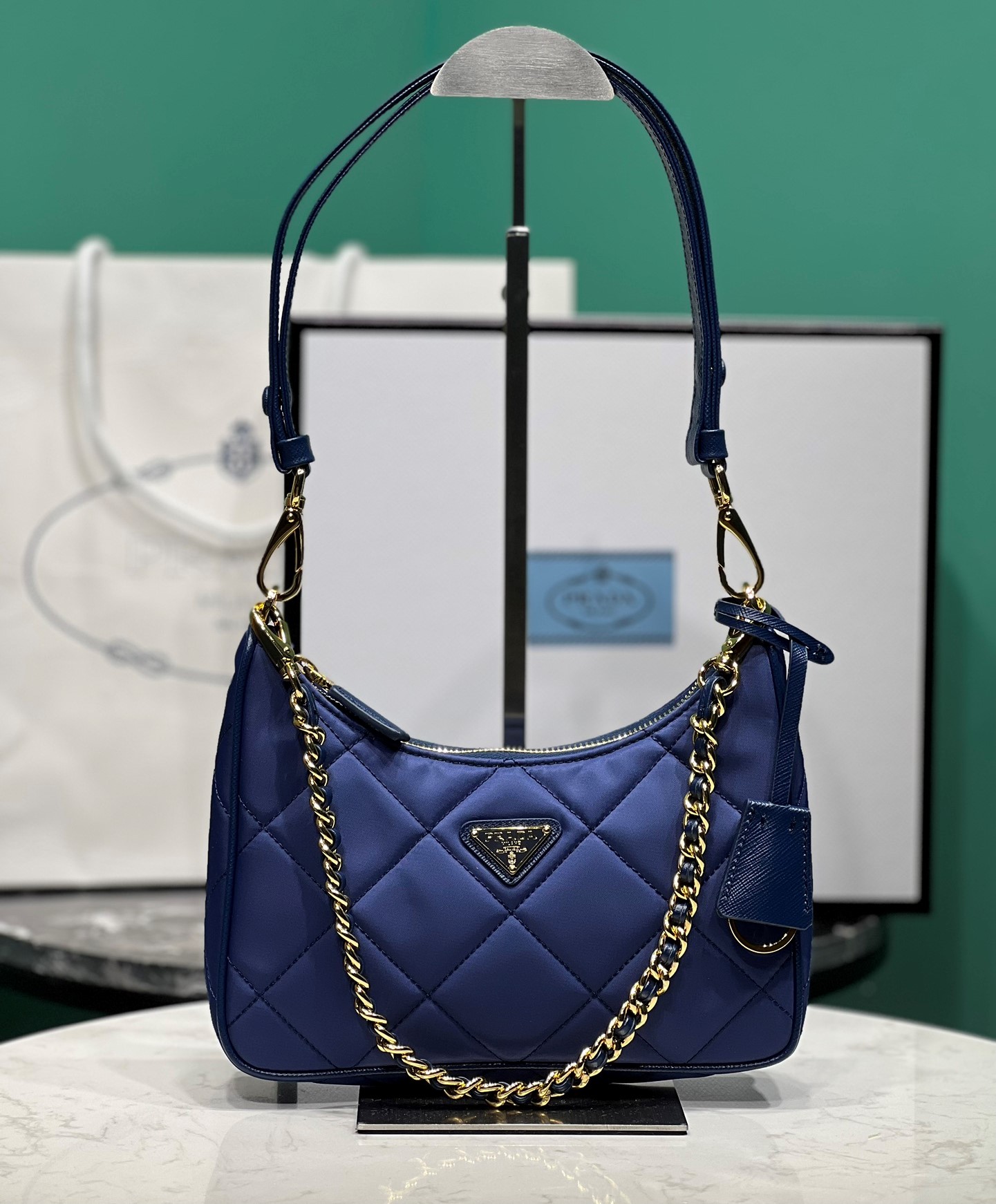 Bagsaaa Pra*a Re-Nylon mini-bag Dark Blue - 22x18x6cm
