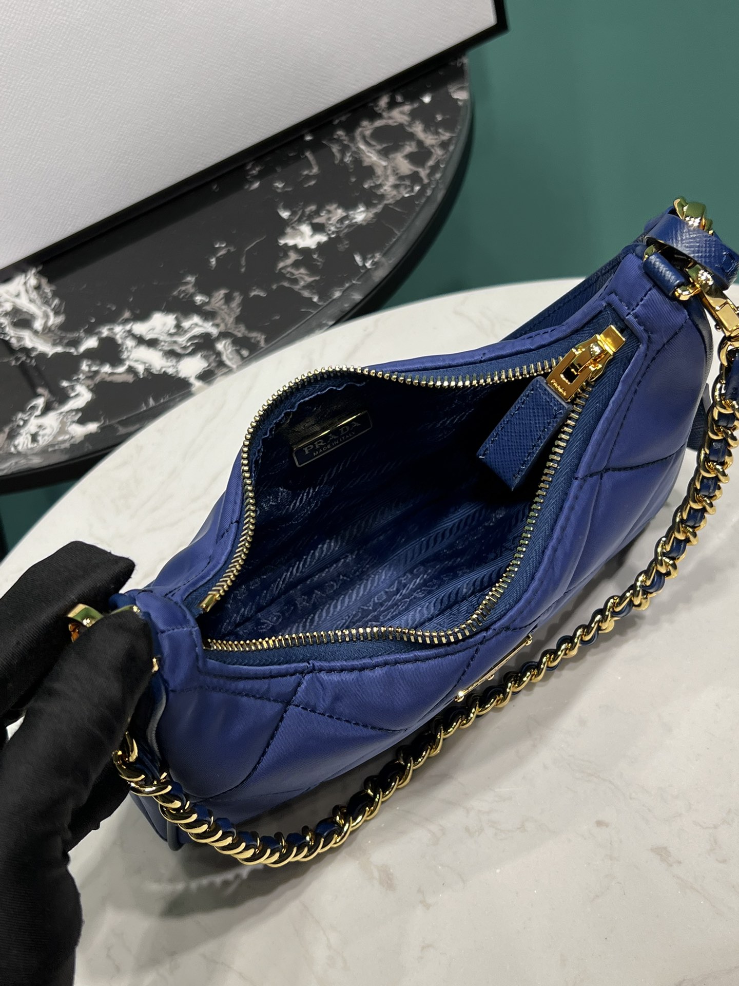 Bagsaaa Pra*a Re-Nylon mini-bag Dark Blue - 22x18x6cm