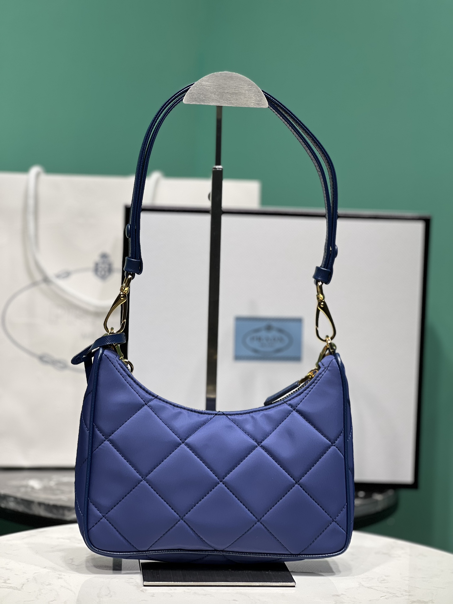 Bagsaaa Pra*a Re-Nylon mini-bag Dark Blue - 22x18x6cm