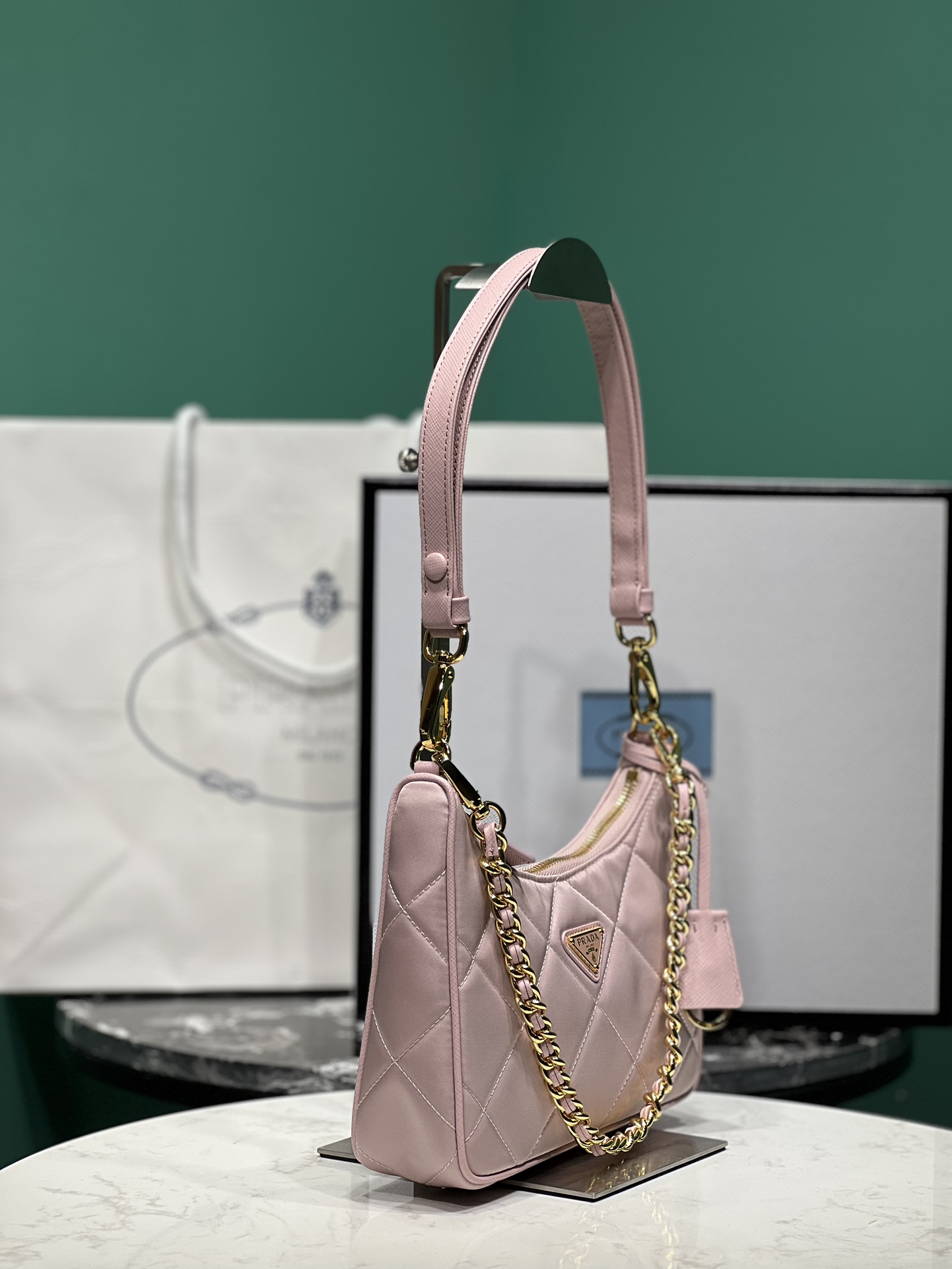 Bagsaaa Pra*a Re-Nylon mini-bag Light Pink - 22x18x6cm