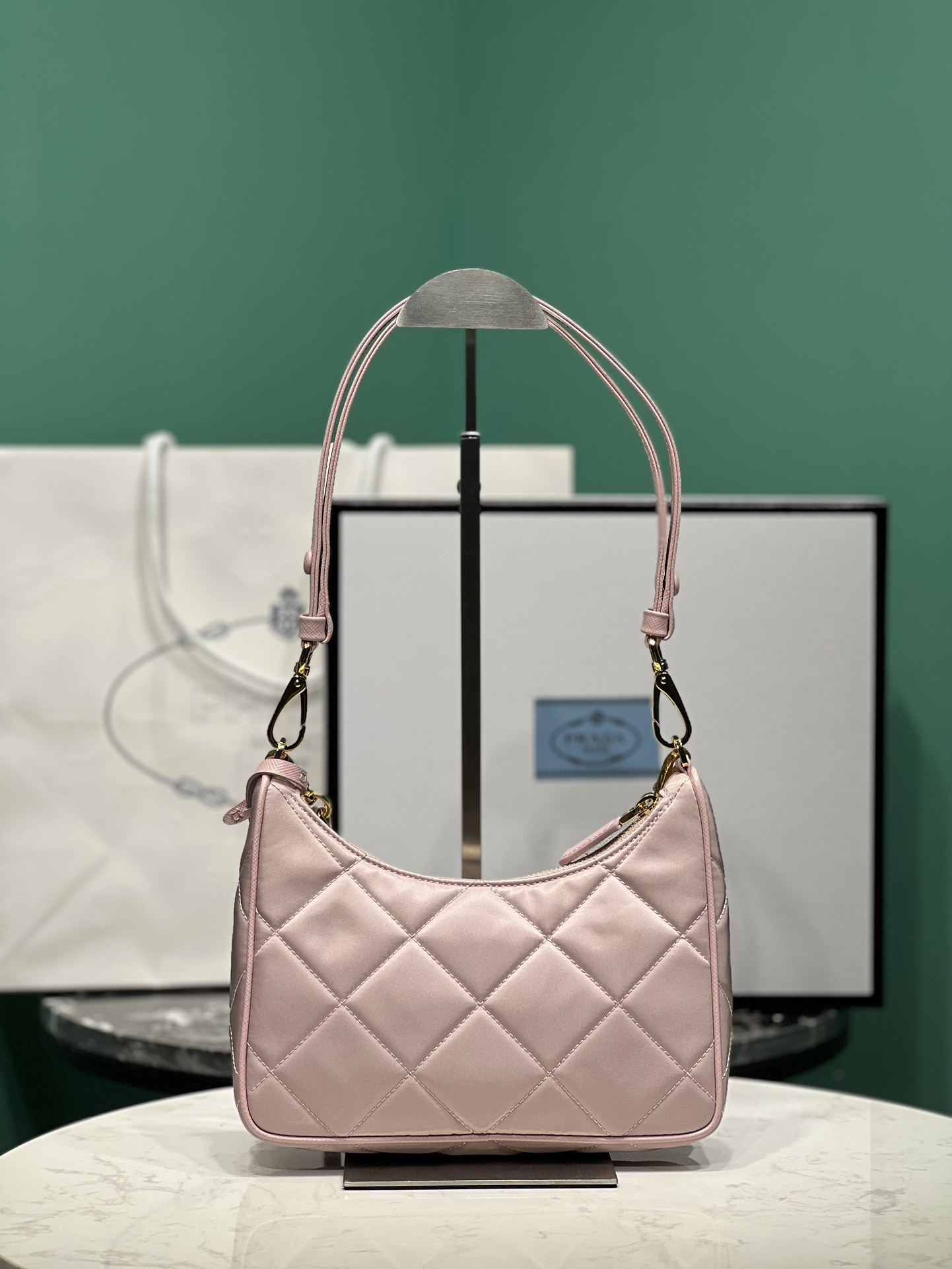 Bagsaaa Pra*a Re-Nylon mini-bag Light Pink - 22x18x6cm
