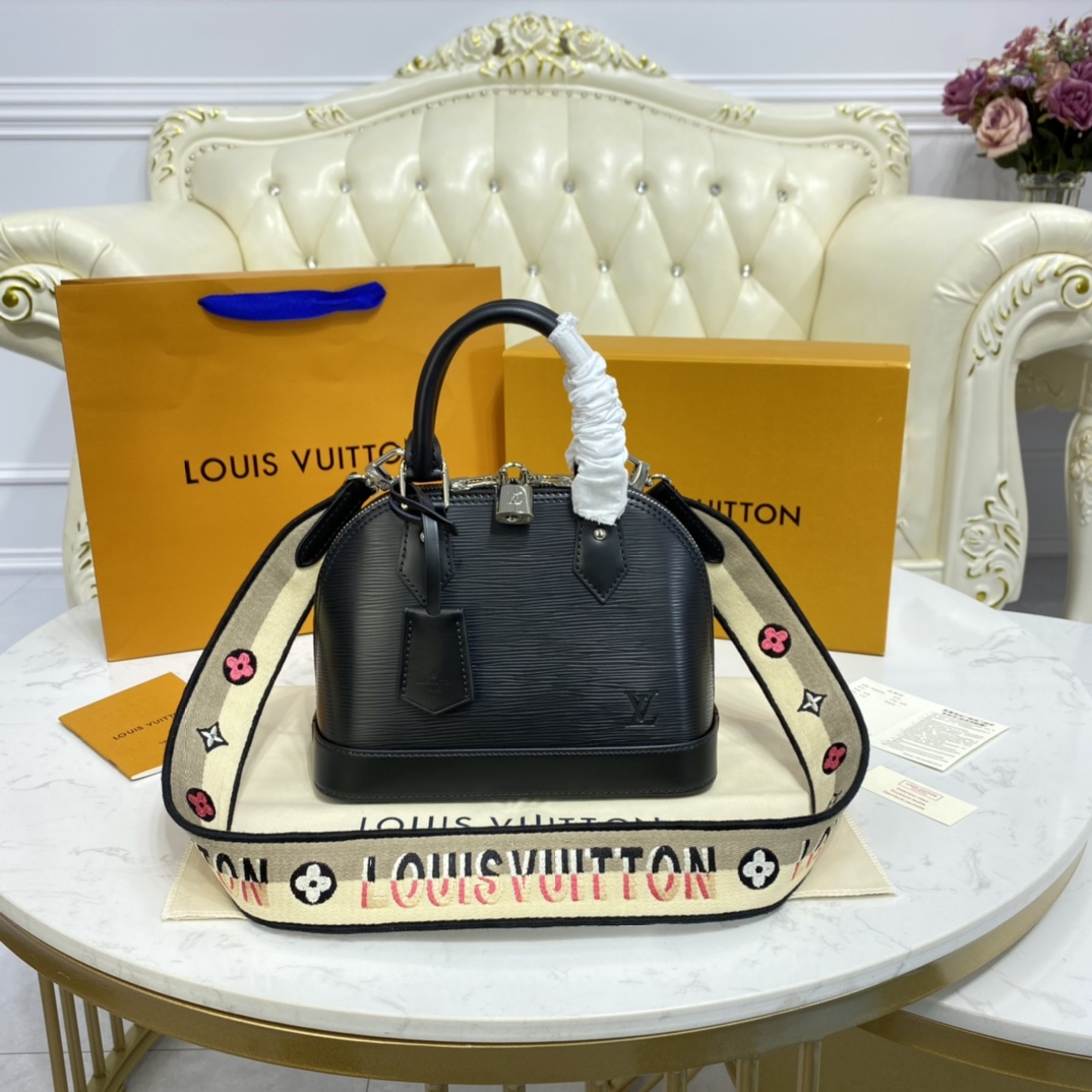 Bagsaaa L0vis Vvtt0n Alma BB Epi Leather Black Bag - 23.5 x 17.5 x 11.5cm