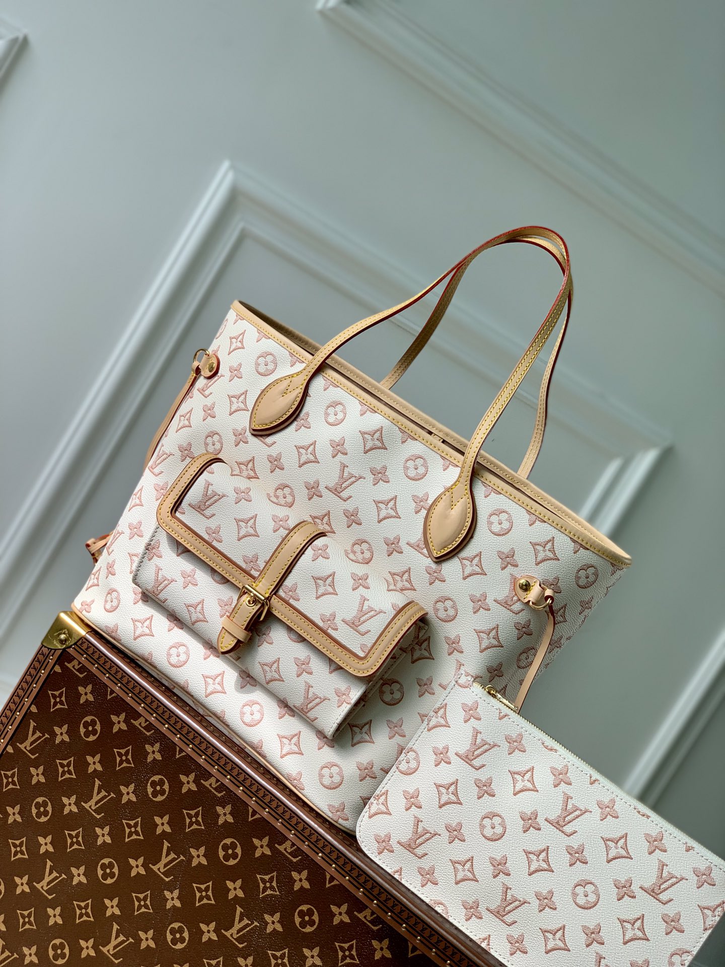 Bagsaaa L0vis Vvtt0n Neverfull MM Fall For You Beige - 31x28x14cm