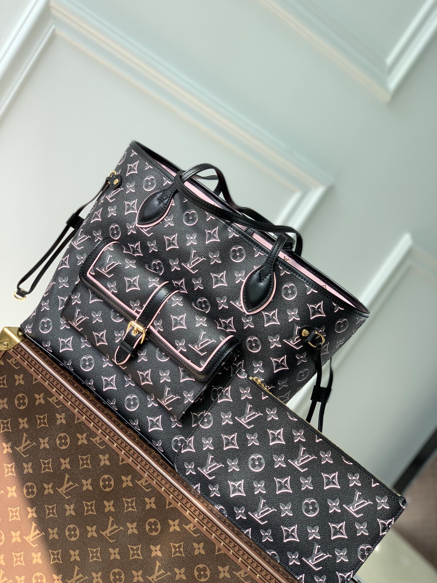 Bagsaaa L0vis Vvtt0n Neverfull MM Fall For You Black - 31x28x14cm