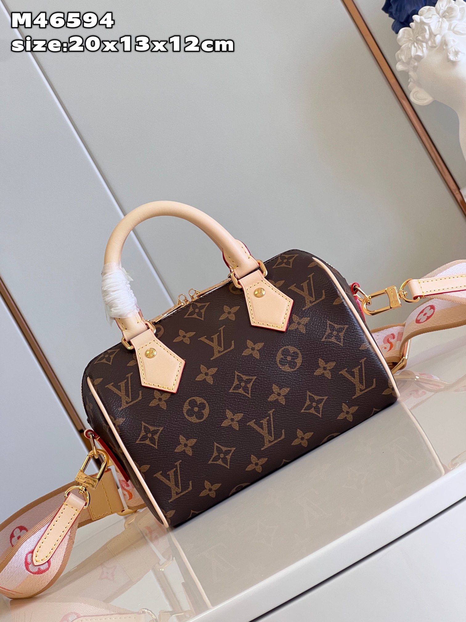 Bagsaaa L0vis Vvtt0n Speedy Bandoulière 20 Monogram Pink Strap - 20.5 x 13.5 x 12.0 cm