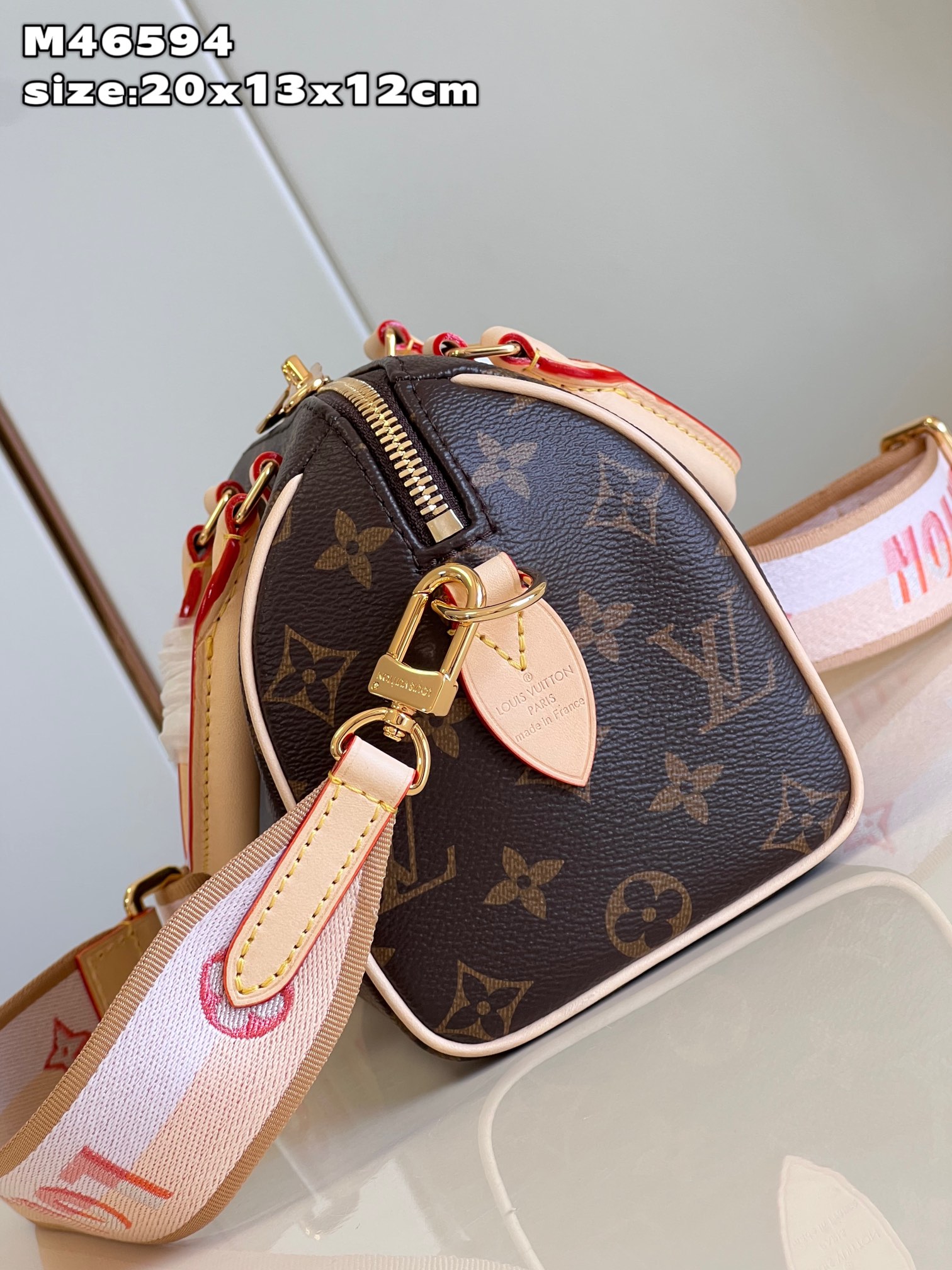 Bagsaaa L0vis Vvtt0n Speedy Bandoulière 20 Monogram Pink Strap - 20.5 x 13.5 x 12.0 cm