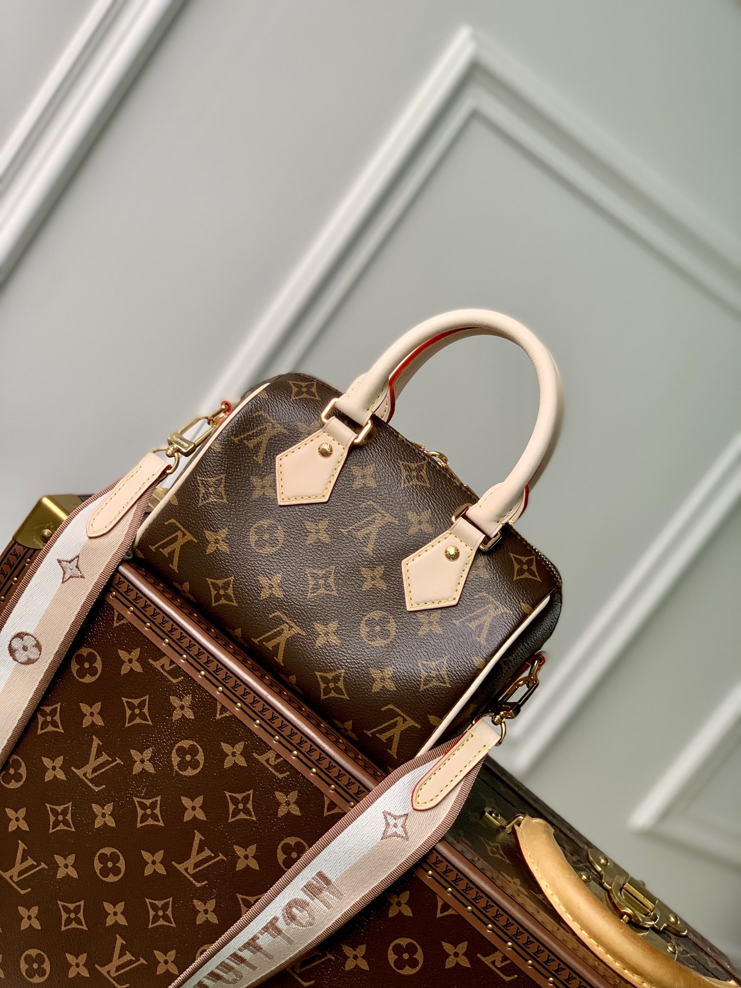Bagsaaa L0vis Vvtt0n Speedy Bandoulière 20 Monogram M46222 Beige Strap - 20.5 x 13.5 x 12.0 cm