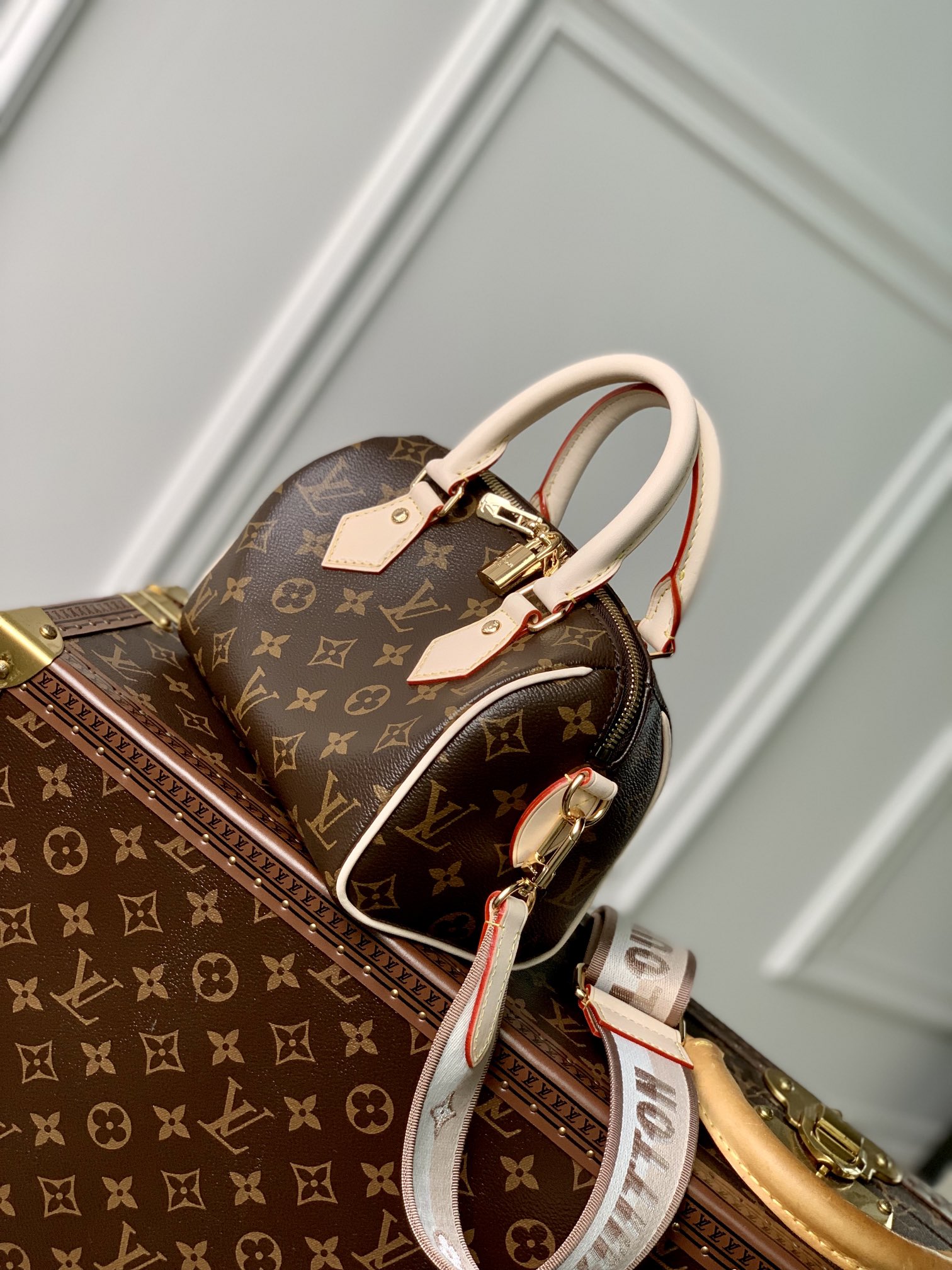 Bagsaaa L0vis Vvtt0n Speedy Bandoulière 20 Monogram M46222 Beige Strap - 20.5 x 13.5 x 12.0 cm