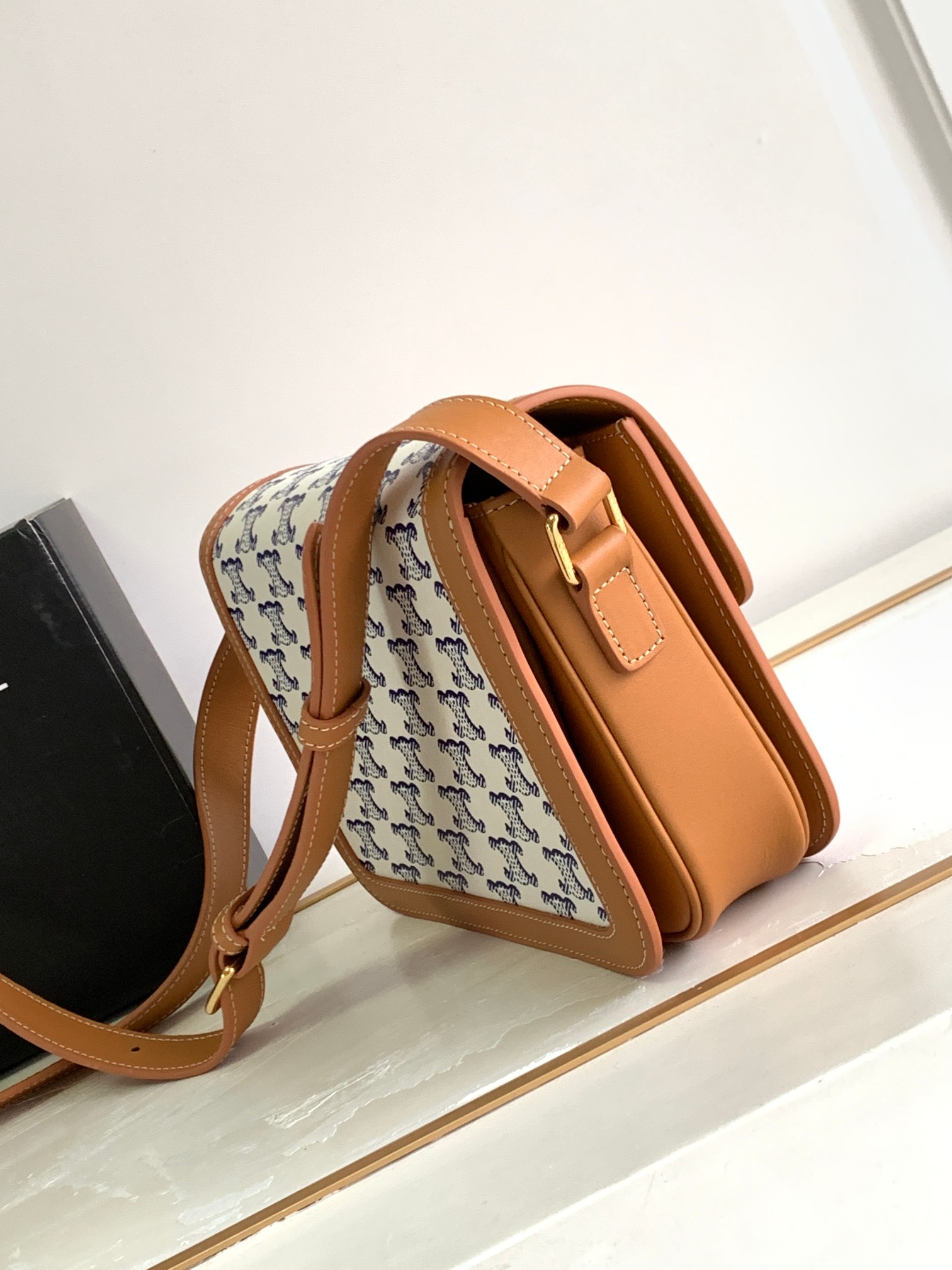 Bagsaaa Ce1i*e Triomphe Bag Canvas and blue calfskin - 22 X 16.5 X 7cm