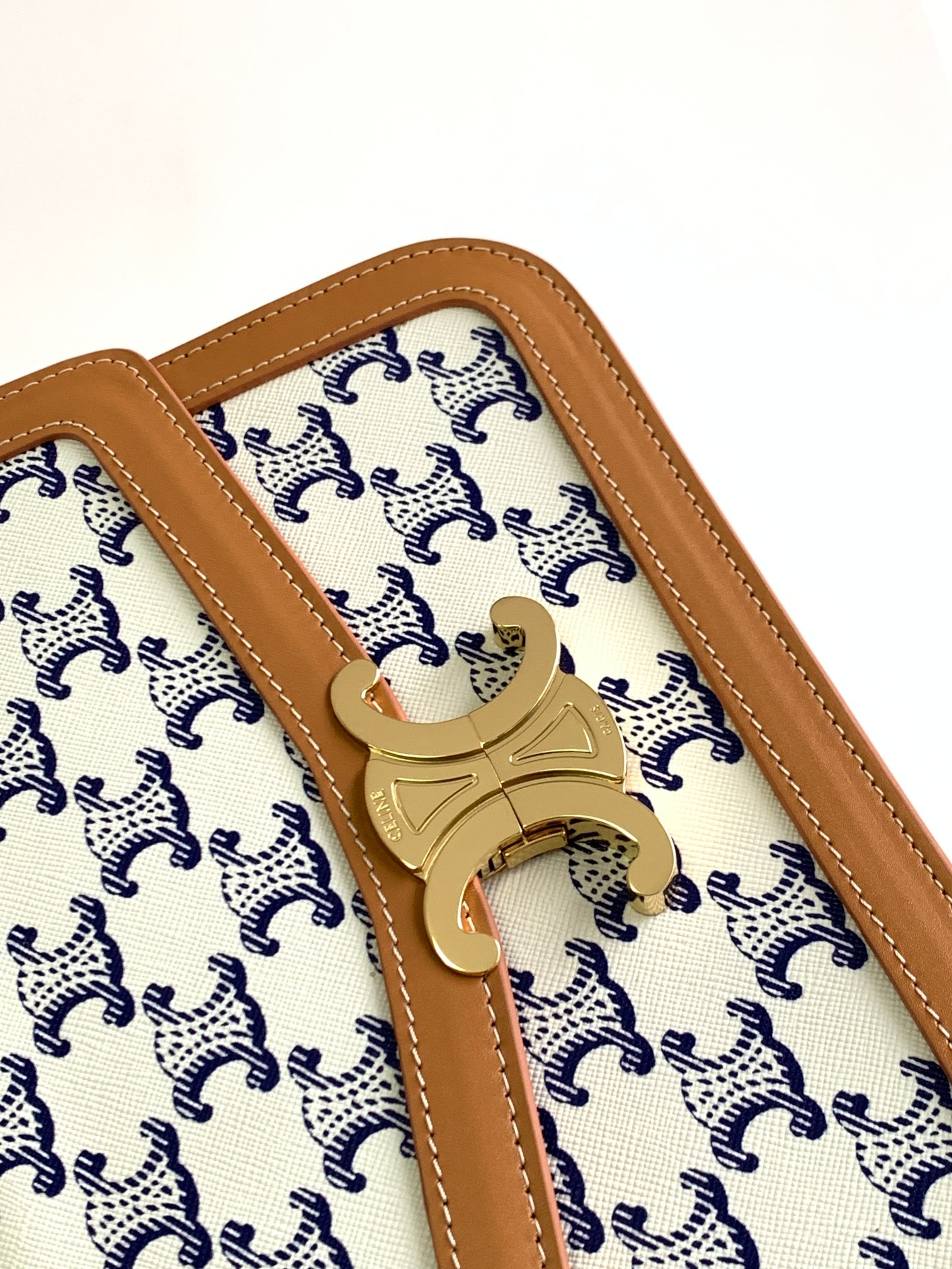Bagsaaa Ce1i*e Triomphe Bag Canvas and blue calfskin - 22 X 16.5 X 7cm
