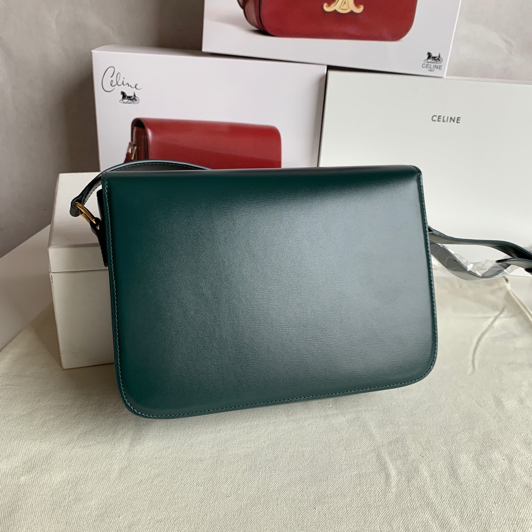Bagsaaa Ce1i*e Classique Triomphe In shiny Calfskin Leather Dark Green - 25 X 18 X 7.5 cm