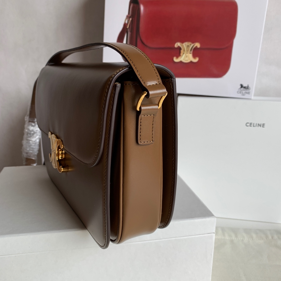 Bagsaaa Ce1i*e Classique Triomphe In shiny Calfskin Leather Brown - 25 X 18 X 7.5 cm