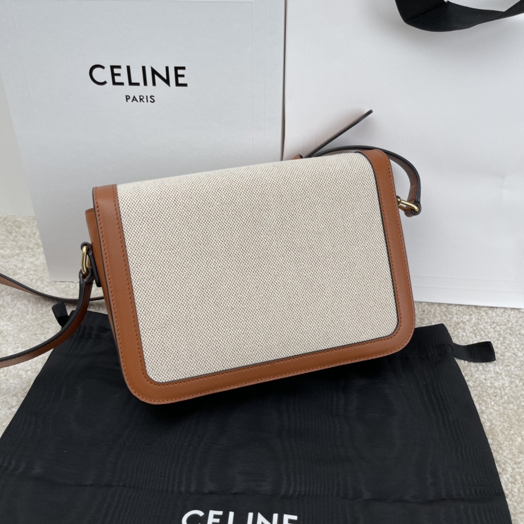 Bagsaaa Ce1i*e Classique Triomphe In Canvas Brown and Beige - 22.5 X 16.5 X 7.5cm